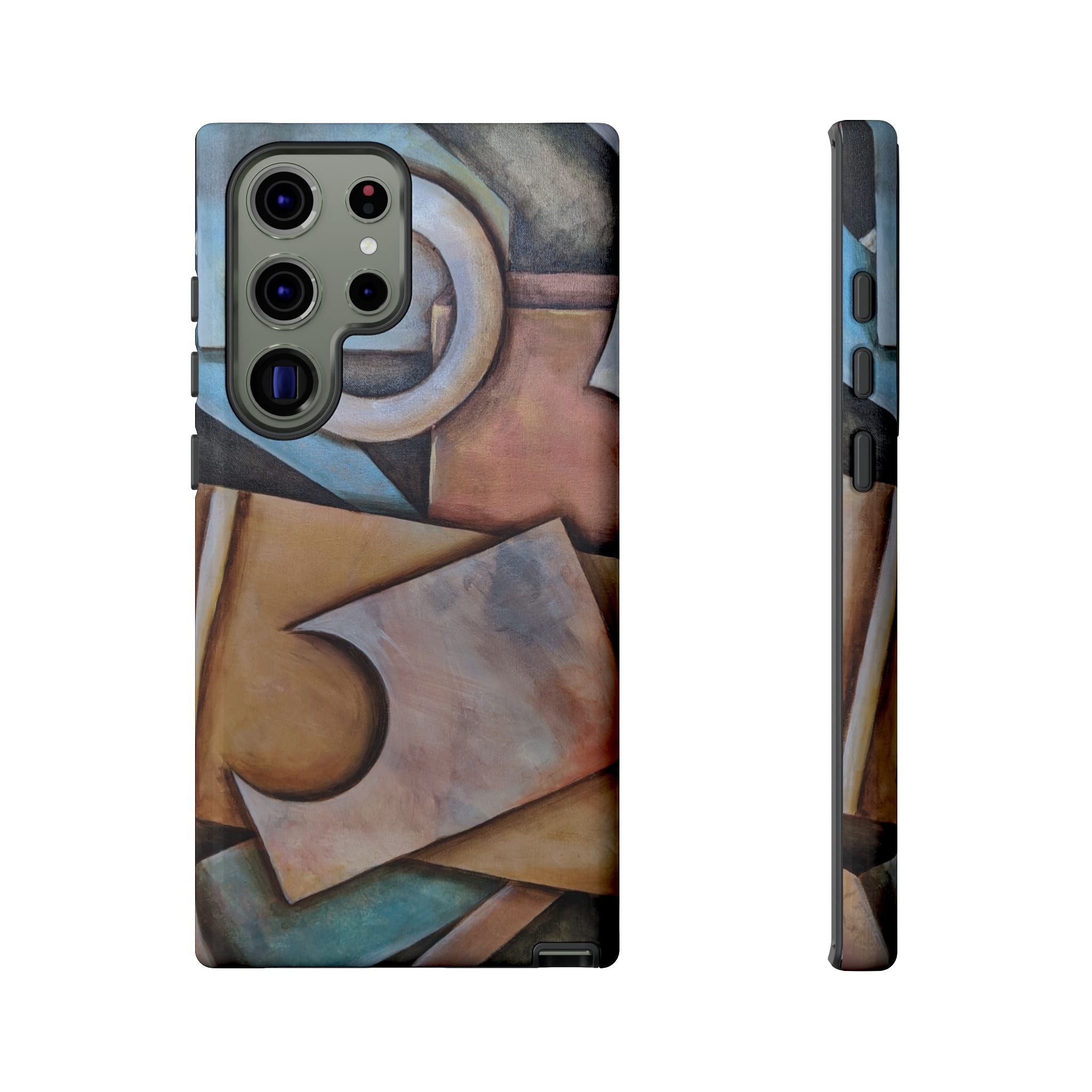 Abstract Geometric Tough Phone Case – Modern Cubist Art Protection
