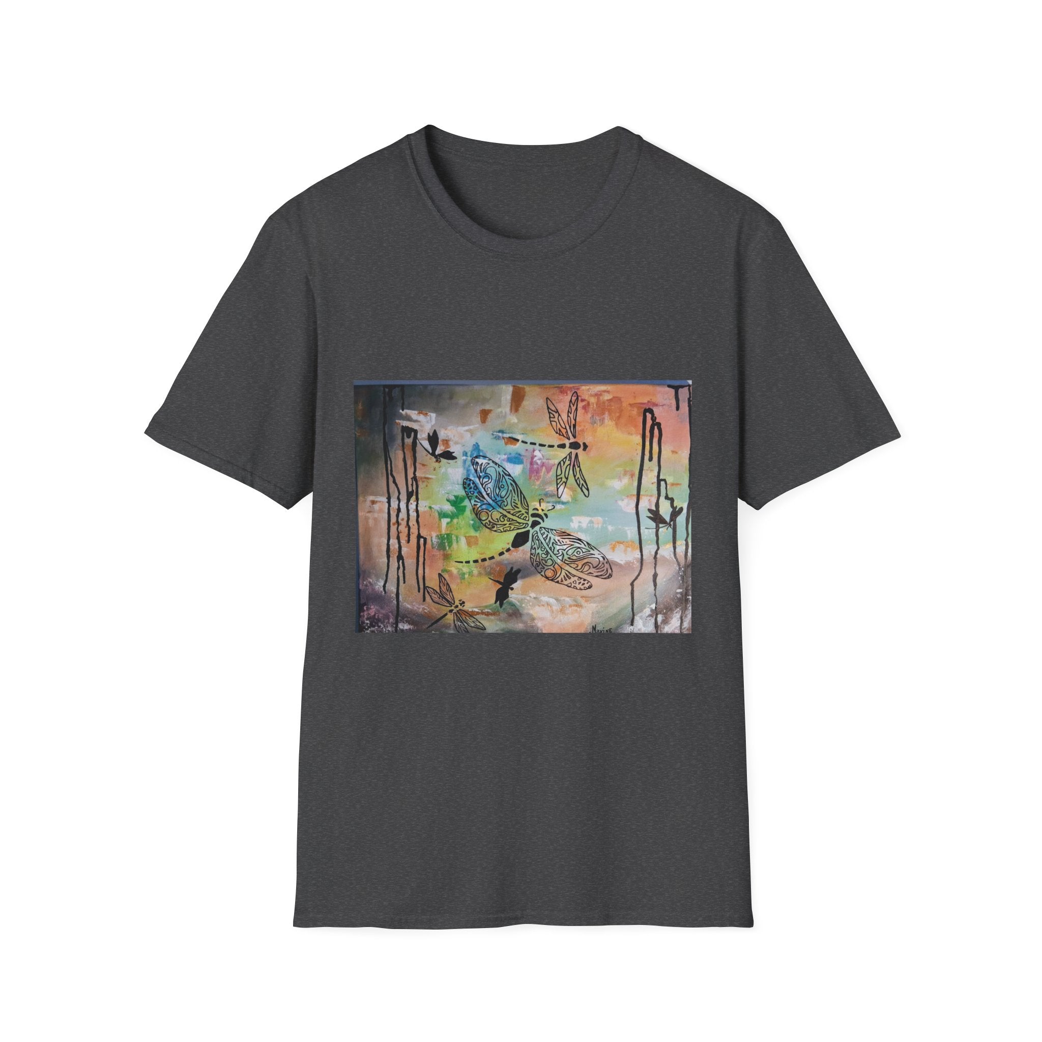 GUARDIANS OF THE LAND - Dragonfly Abstract Art T-Shirt — Colorful Surreal Nature Graphic Tee