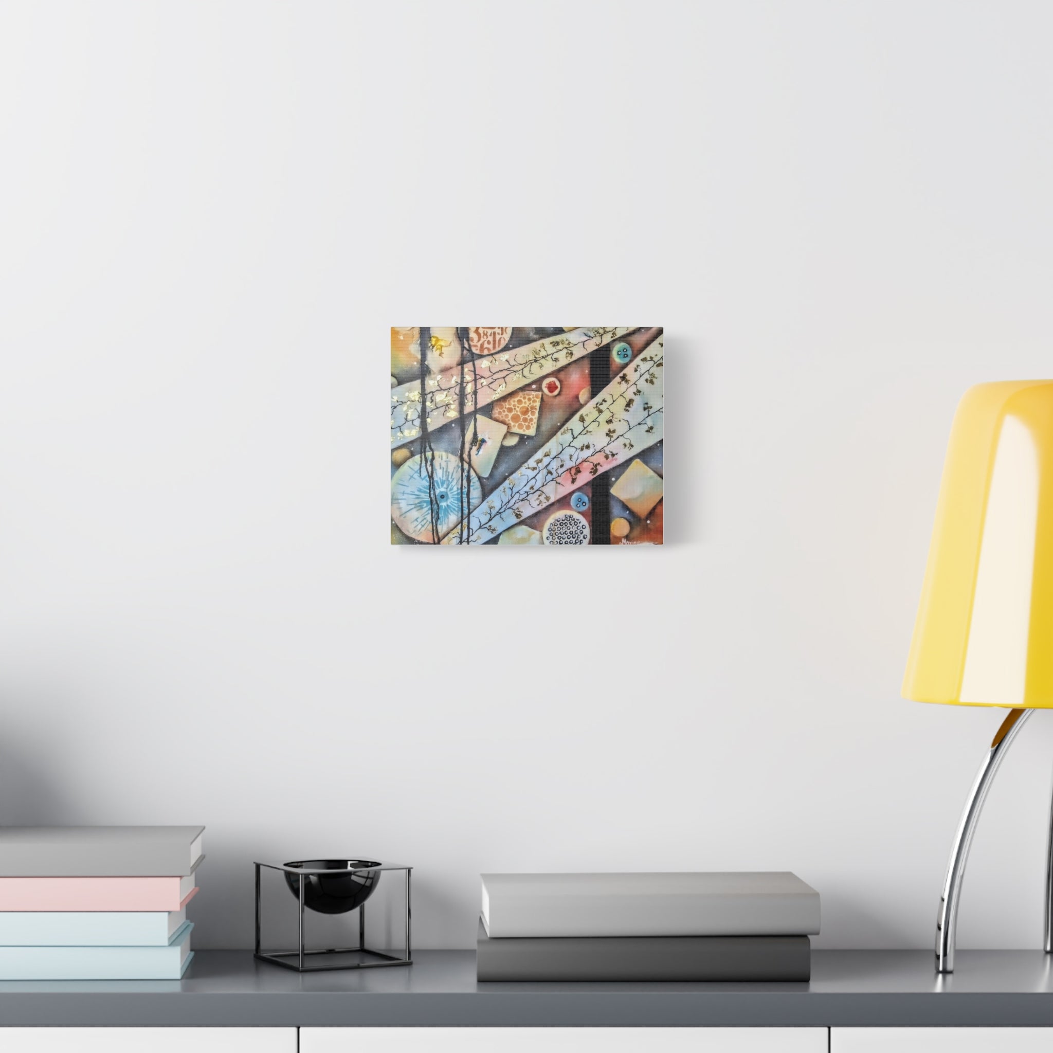GOLDEN CARTOGRAPHY OF THE UNSEEN - Abstract Botanical Geometry Canvas Print – Modern Stretched Wall Art