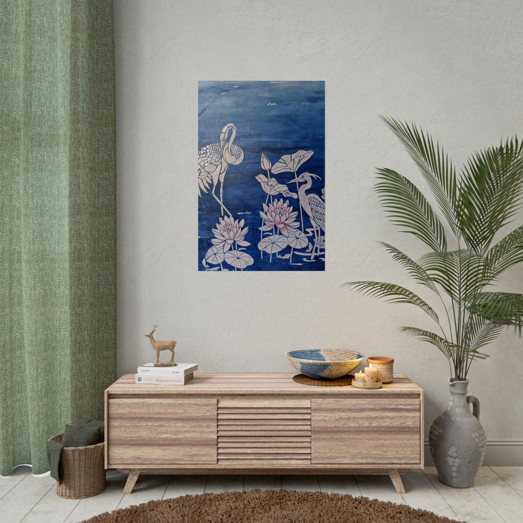 WATER LILLY SONOTA - Lotus & Heron Botanical Poster