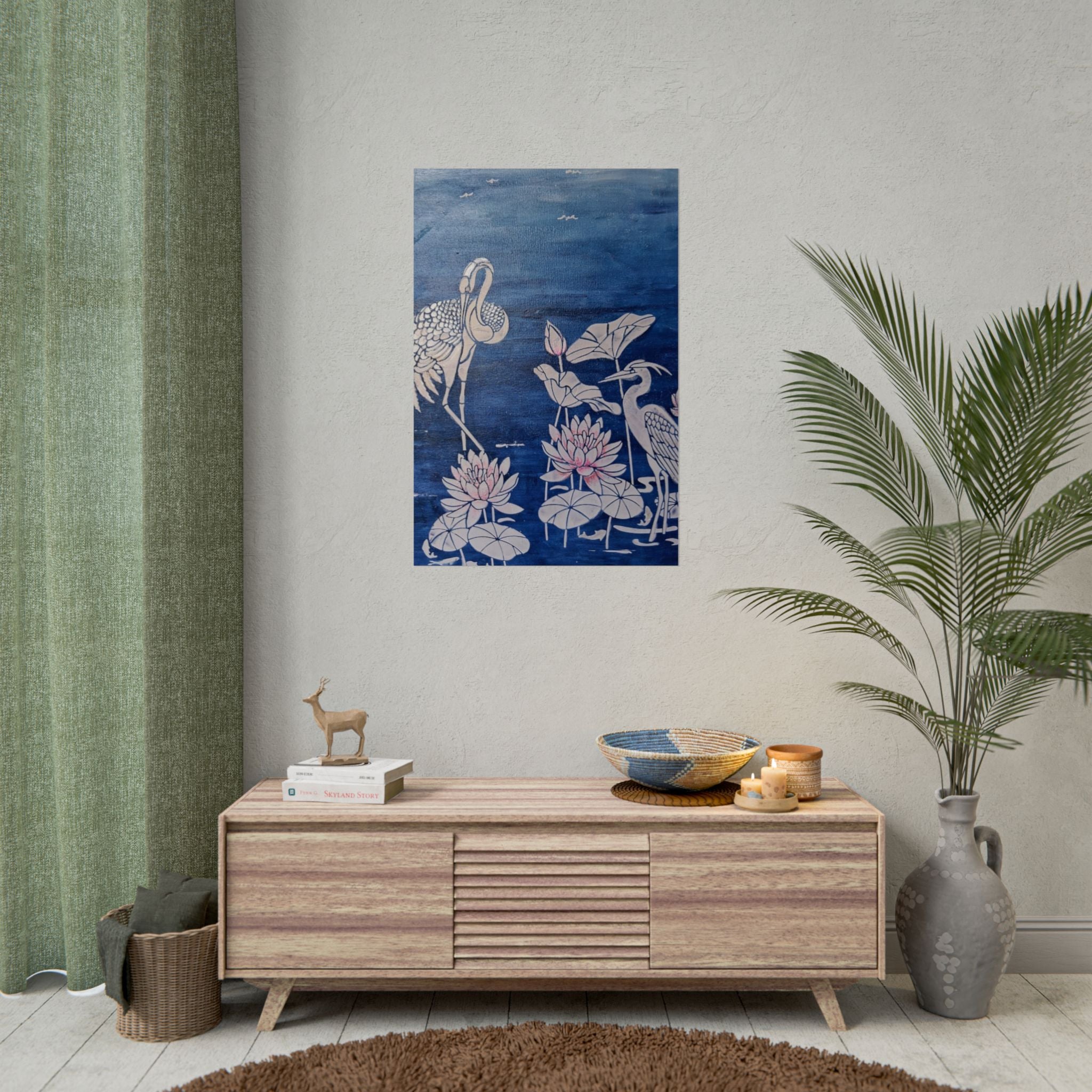 WATER LILLY SONOTA - Lotus & Heron Botanical Poster