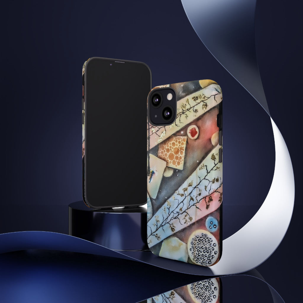 GOLDEN CARTOGRAPHY OF THE UNSEEN - Artistic Botanical Phone Case – Watercolor Nature Pattern Tough Case