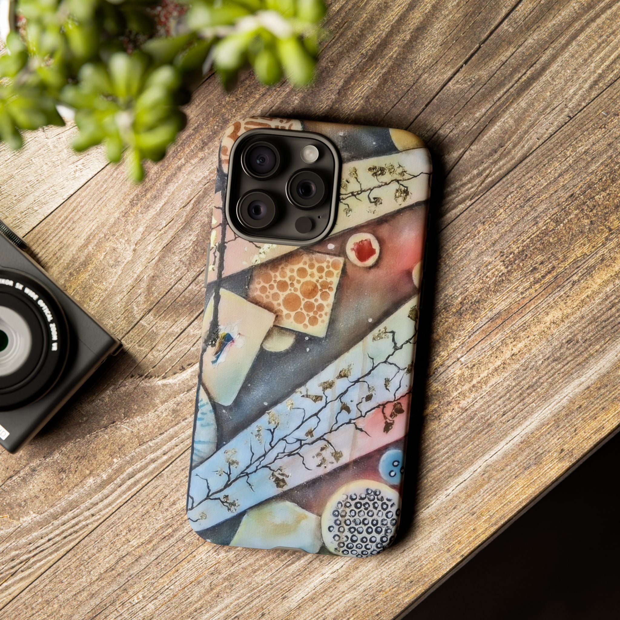 GOLDEN CARTOGRAPHY OF THE UNSEEN - Artistic Botanical Phone Case – Watercolor Nature Pattern Tough Case