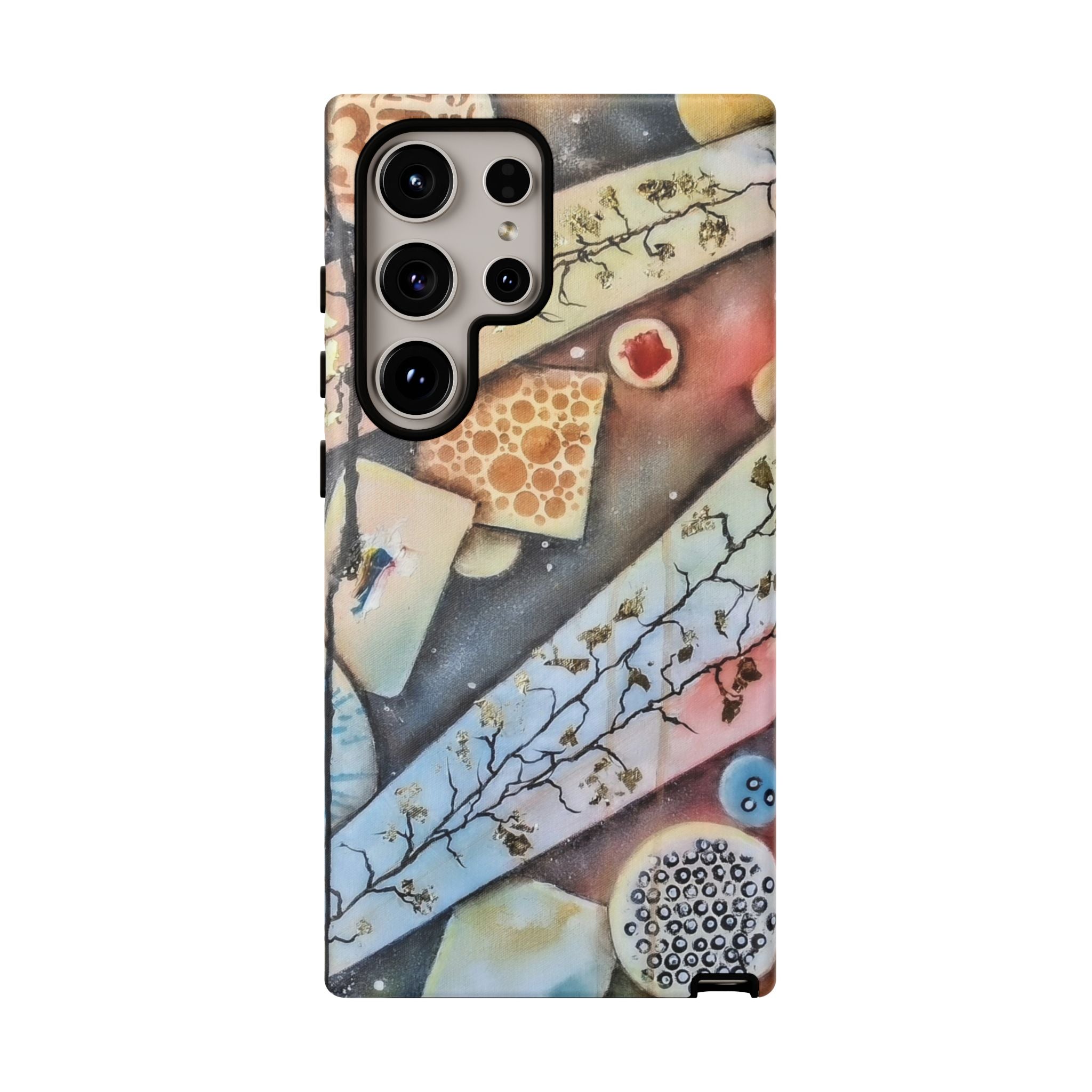 GOLDEN CARTOGRAPHY OF THE UNSEEN - Artistic Botanical Phone Case – Watercolor Nature Pattern Tough Case