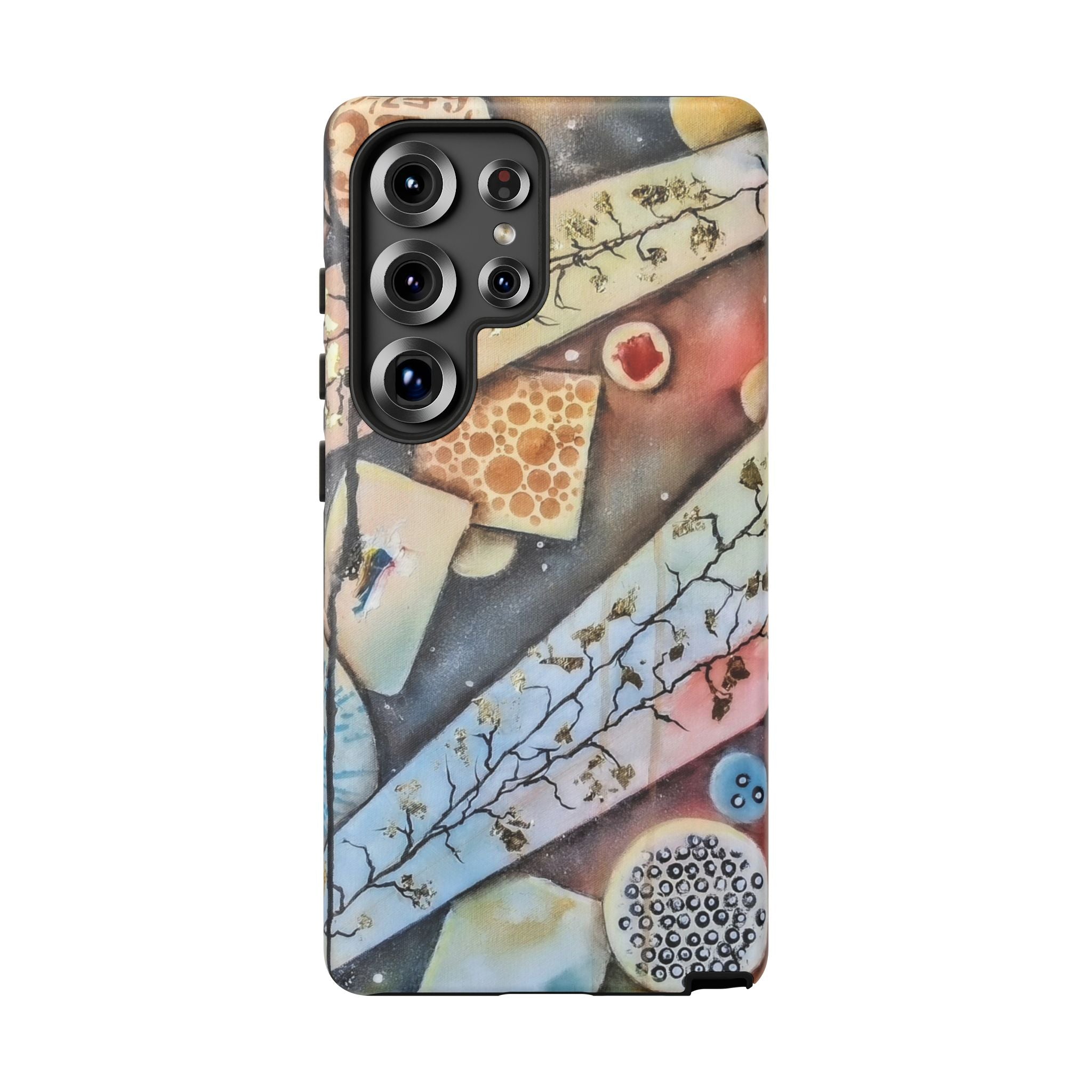 GOLDEN CARTOGRAPHY OF THE UNSEEN - Artistic Botanical Phone Case – Watercolor Nature Pattern Tough Case