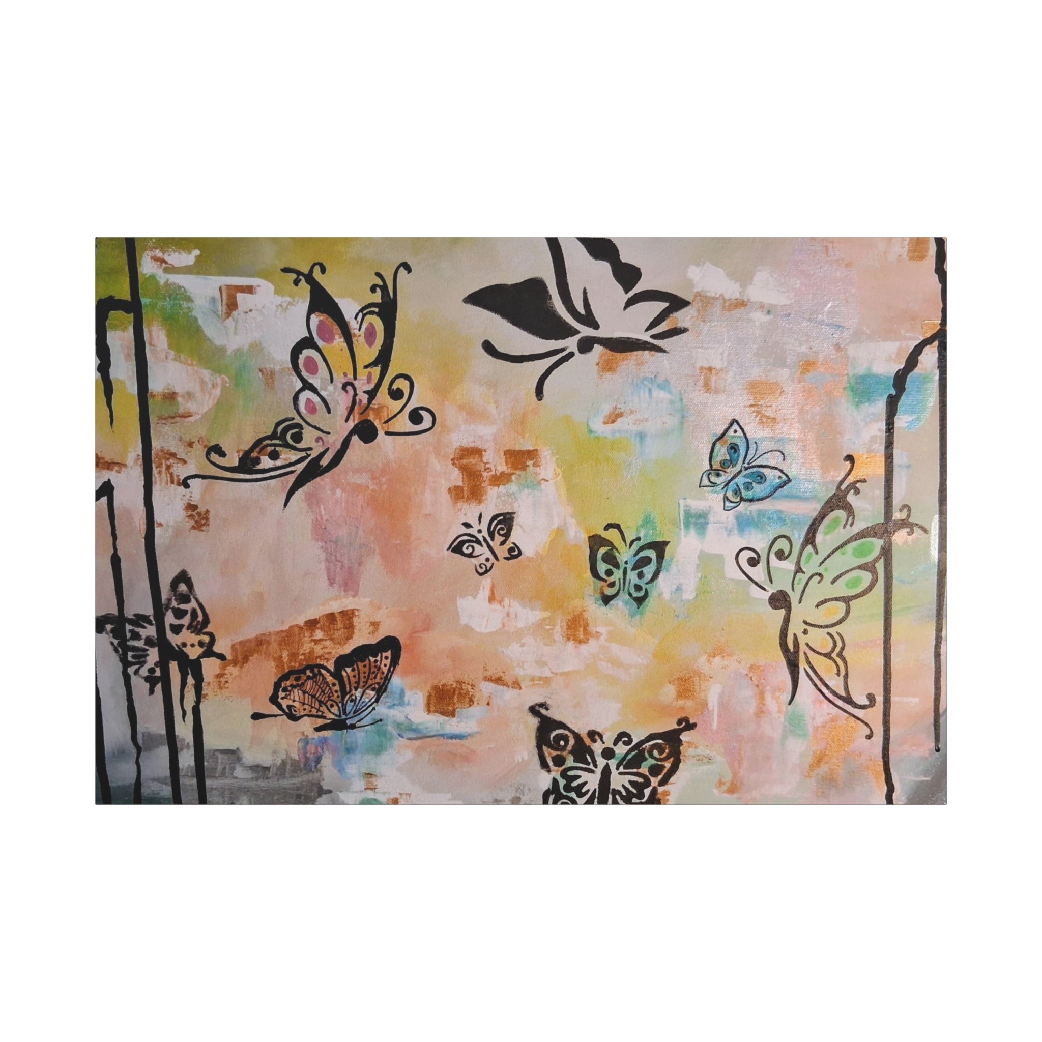 GUARDIANS OF THE FLOWERS - Butterfly Abstract Matte Canvas Wall Art – Stretched 1.25"Deep