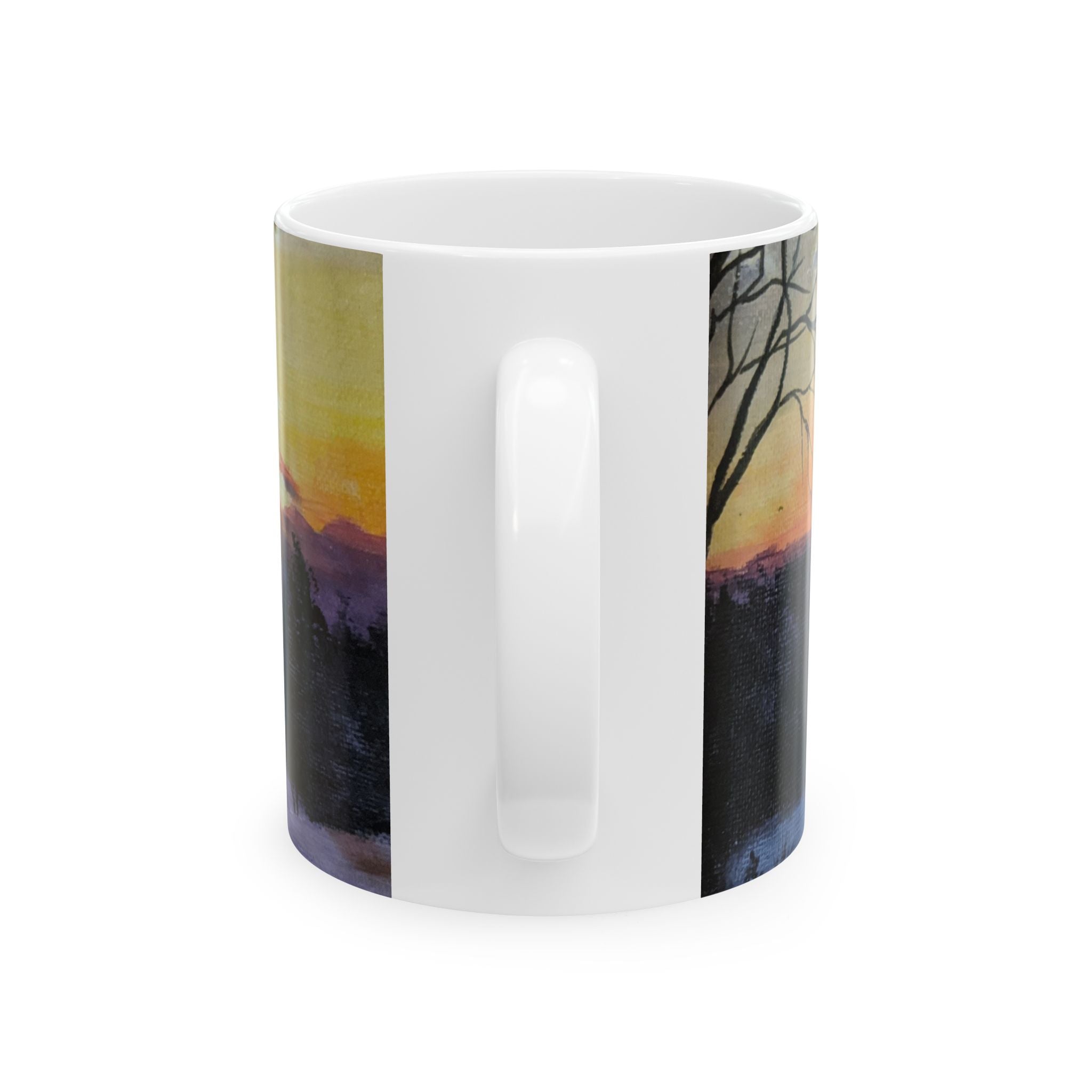 EVENING IN THE SHANDOAH VALLEY - Sunset Landscape Ceramic Mug — Mountain Silhouette Coffee Cup (11oz/15oz)