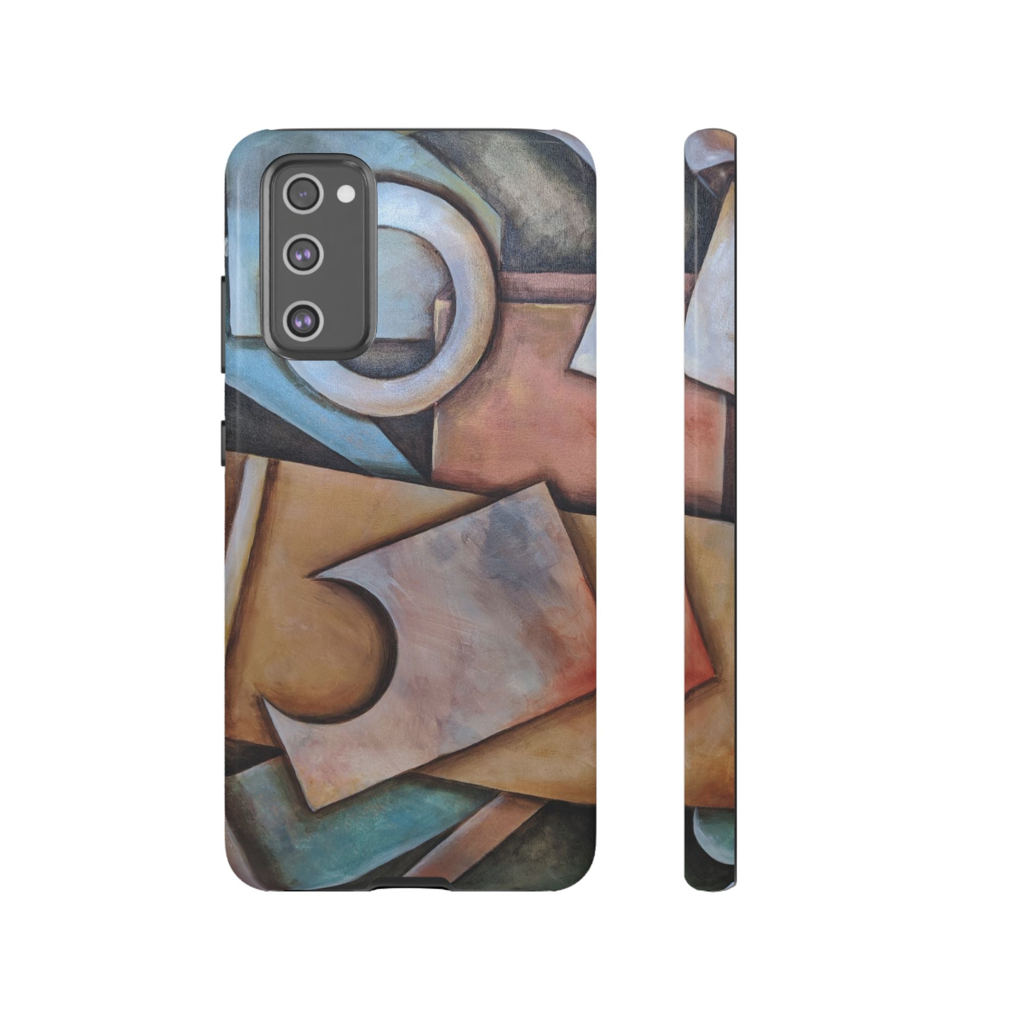 Abstract Geometric Tough Phone Case – Modern Cubist Art Protection