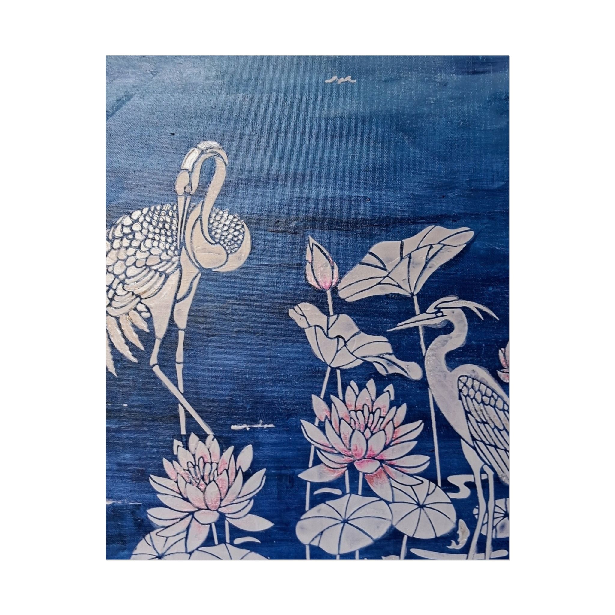 WATER LILLY SONOTA - Lotus & Heron Botanical Poster