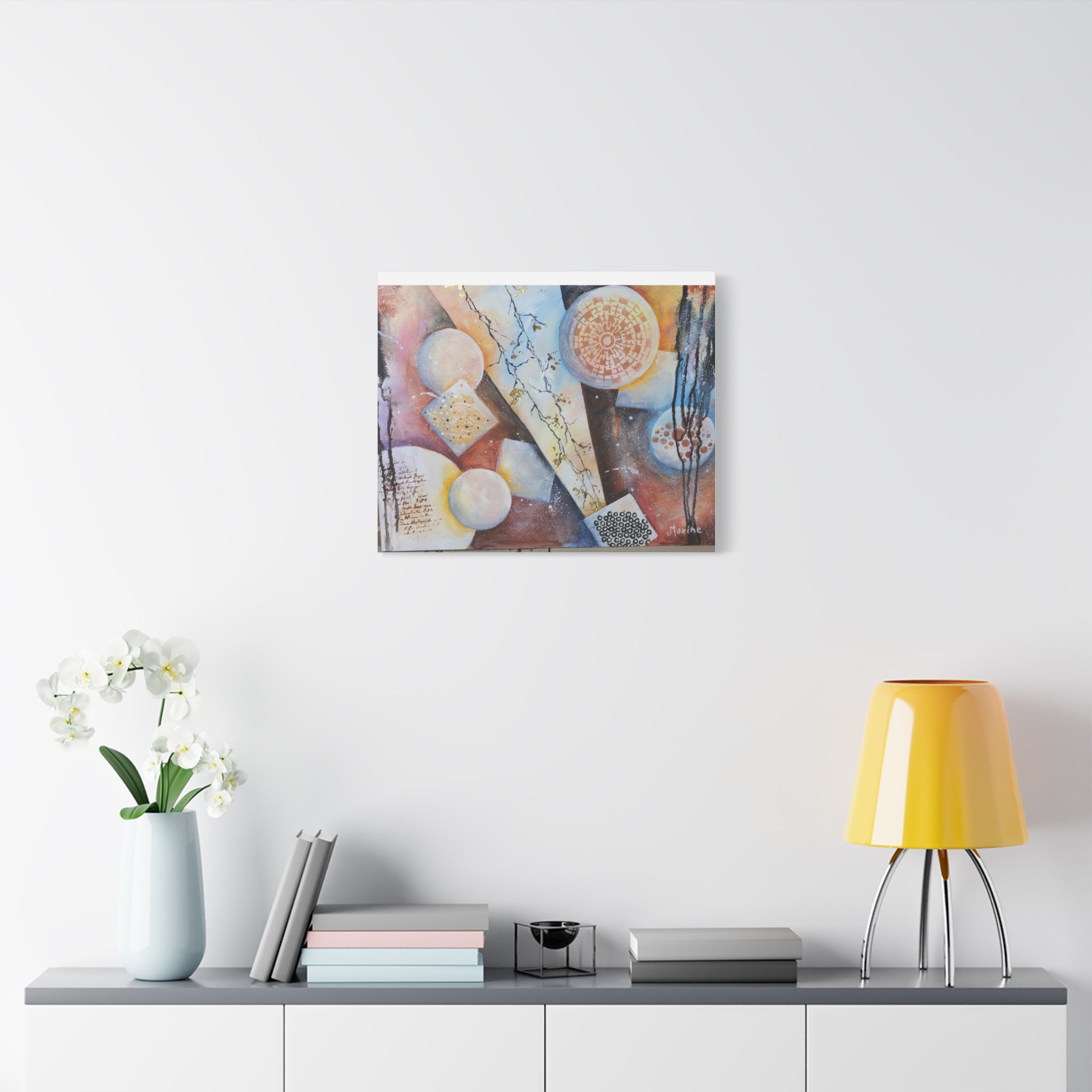 GOLDEN CARTOGRAPHY OF THE FIRE MERIDIAN - Abstract Geometric Canvas Art – Modern Stretched Matte Wall Decor