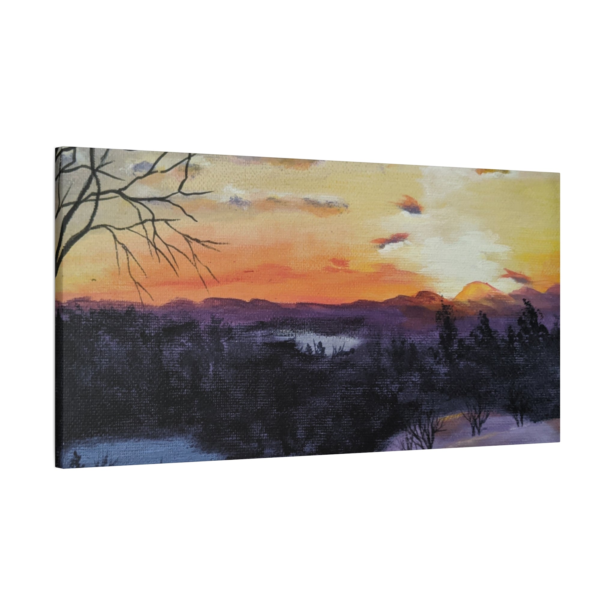 EVENING IN THE SHANDOAH VALLY - Sunset Winter Landscape Canvas Print — Matte Stretched Wall Art