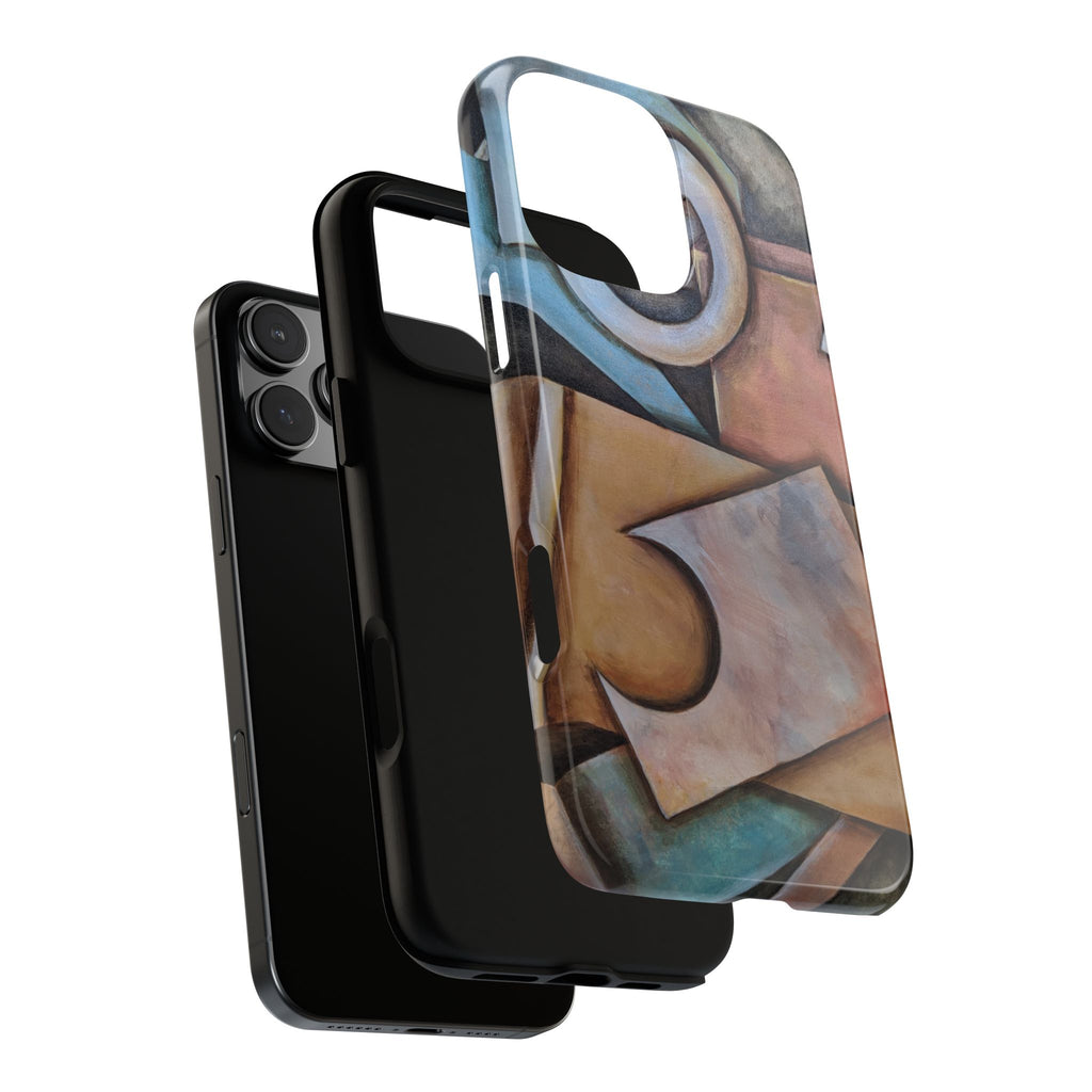 Abstract Geometric Tough Phone Case – Modern Cubist Art Protection