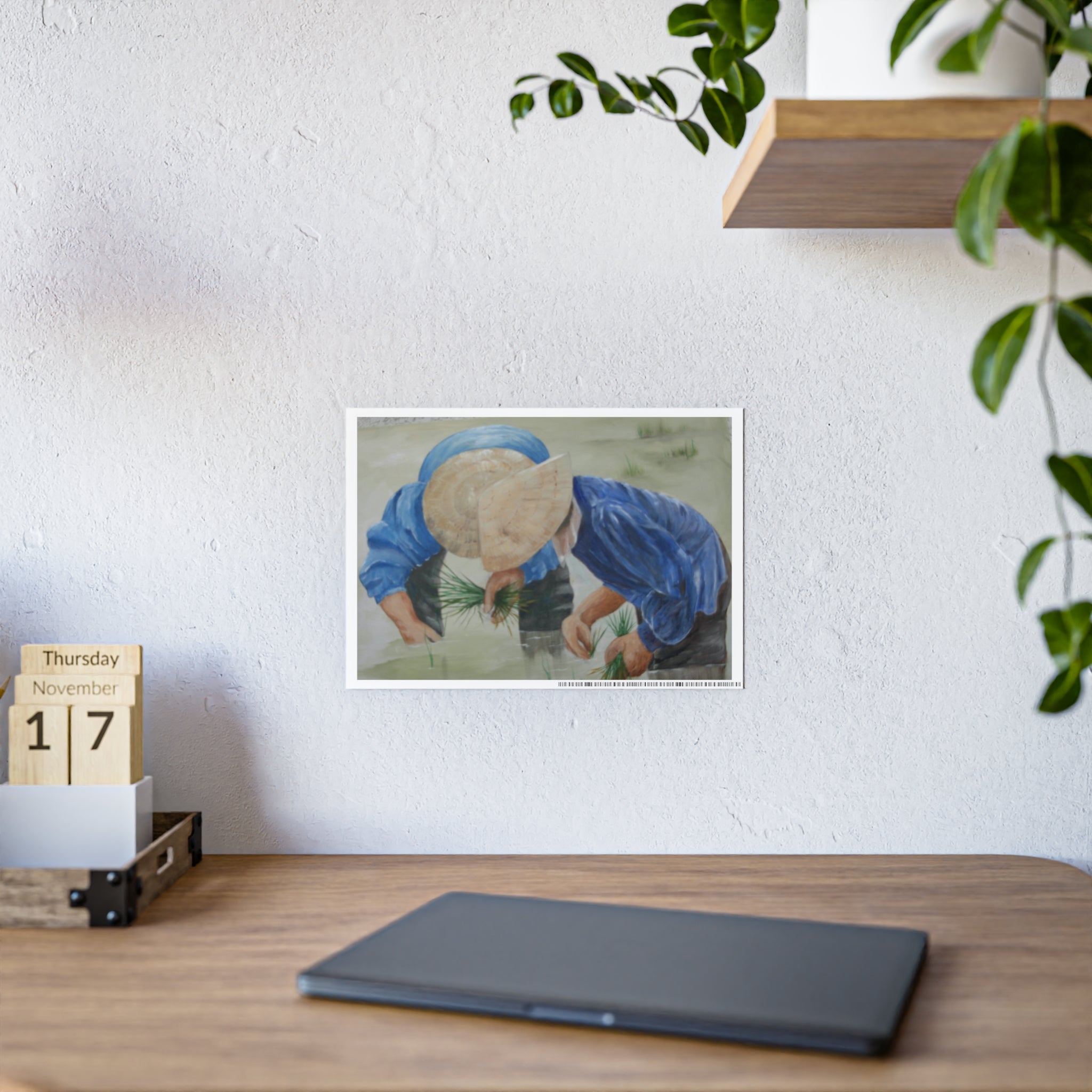 THE RICE PLANTERS - Gloss Poster – Rice Field Farmers Art Print (Vietnamese Farming Scene)