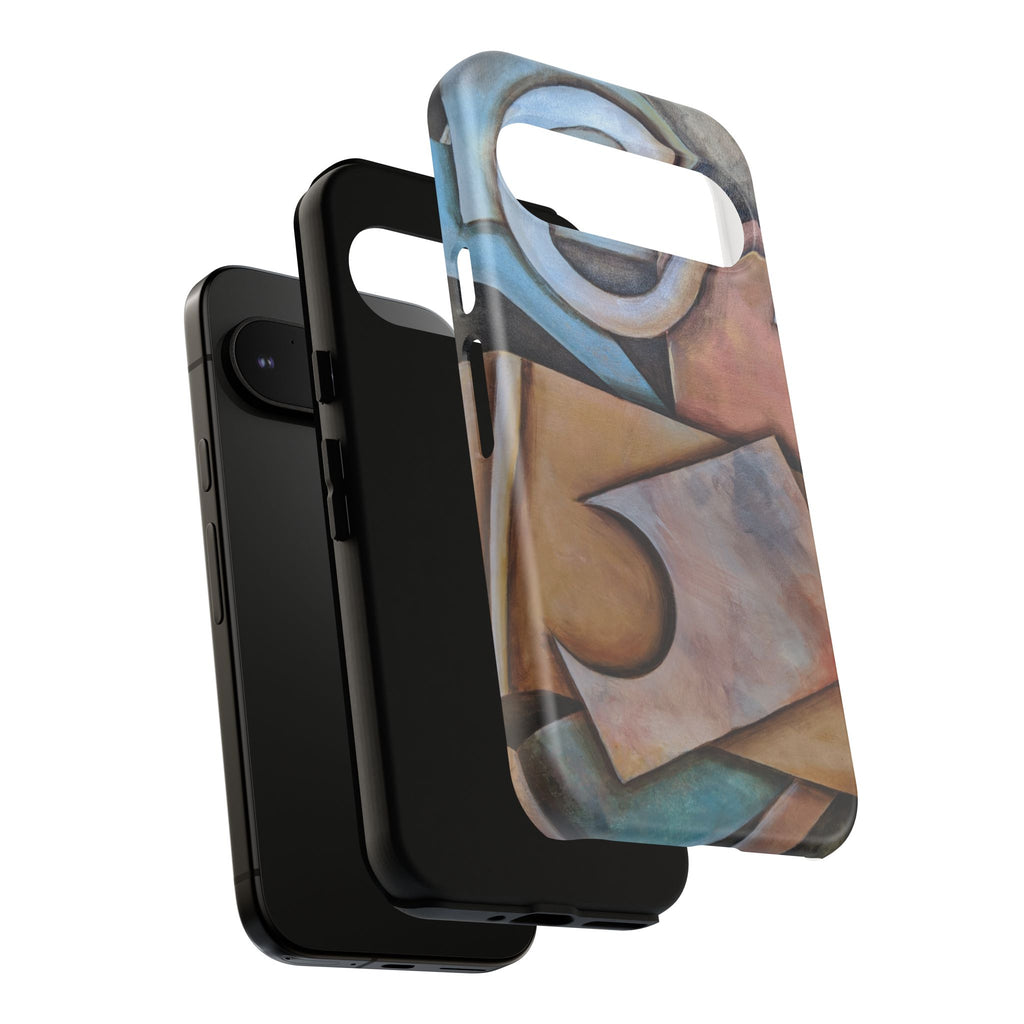 Abstract Geometric Tough Phone Case – Modern Cubist Art Protection