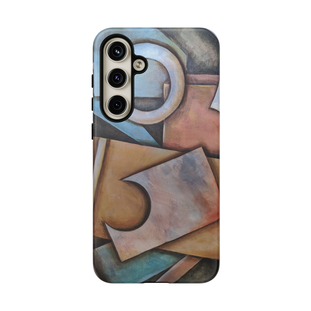 Abstract Geometric Tough Phone Case – Modern Cubist Art Protection