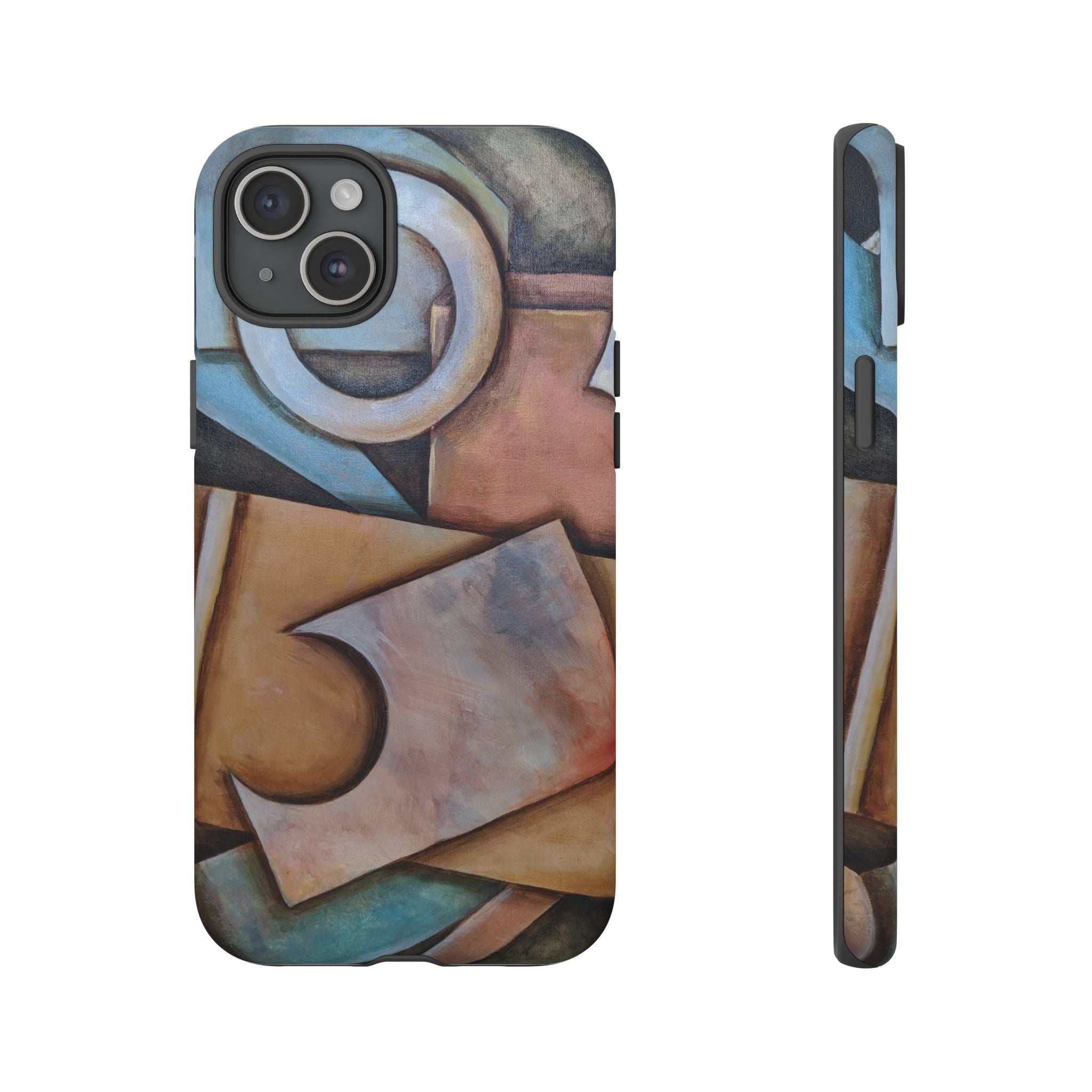 Abstract Geometric Tough Phone Case – Modern Cubist Art Protection