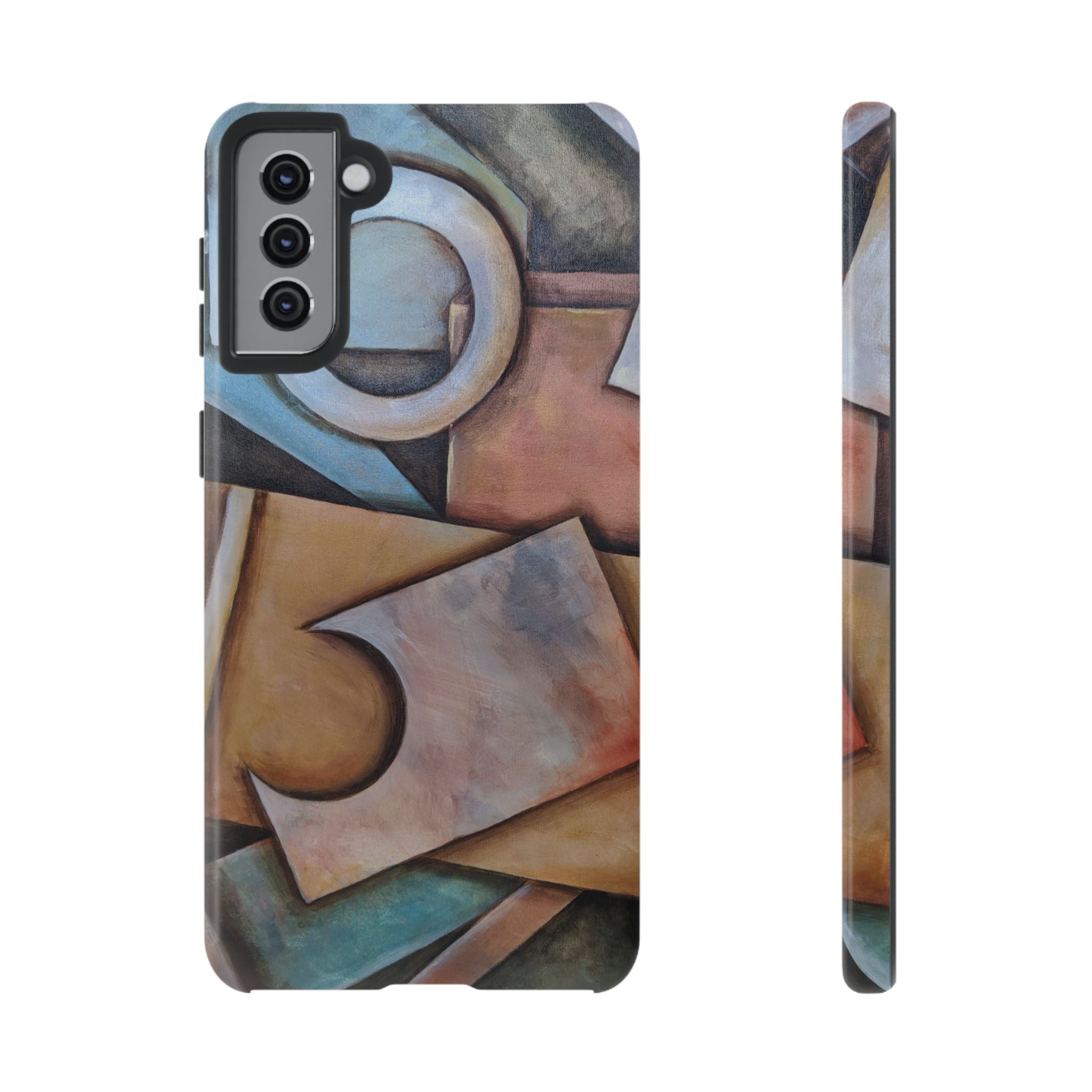 Abstract Geometric Tough Phone Case – Modern Cubist Art Protection