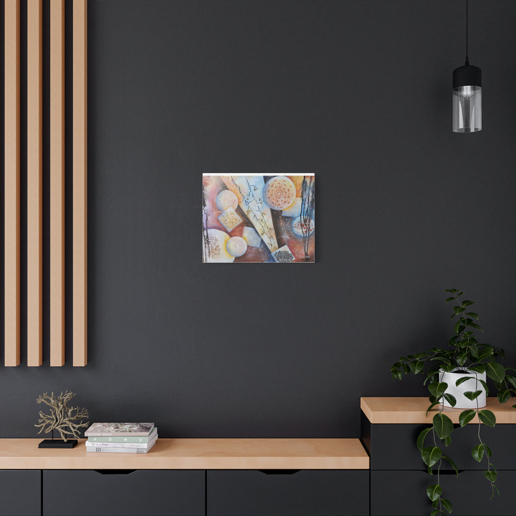 GOLDEN CARTOGRAPHY OF THE FIRE MERIDIAN - Abstract Geometric Canvas Art – Modern Stretched Matte Wall Decor