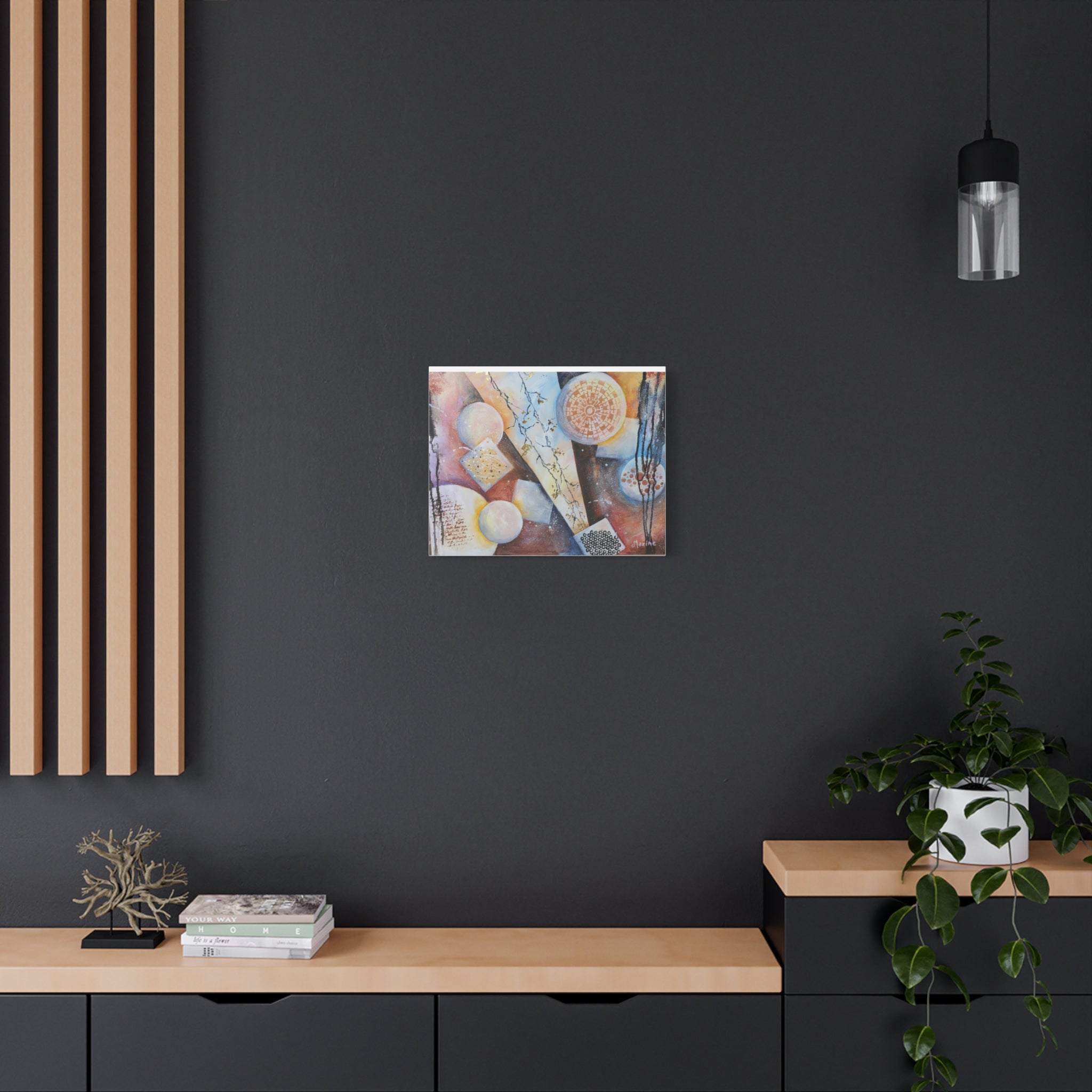 GOLDEN CARTOGRAPHY OF THE FIRE MERIDIAN - Abstract Geometric Canvas Art – Modern Stretched Matte Wall Decor