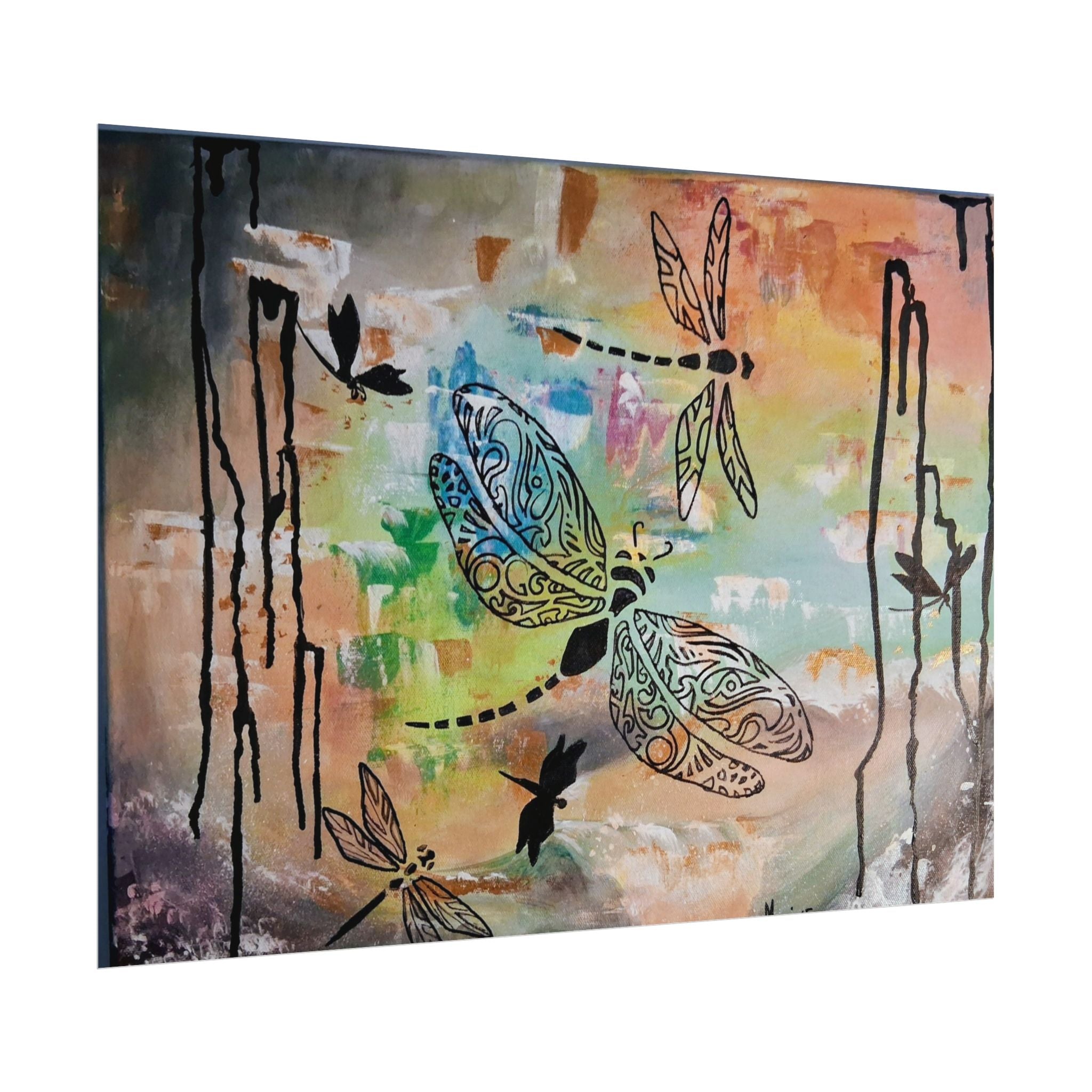 GUARDIANS OF THE LAND - Dragonfly Art Poster — Textured Matte Wall Print