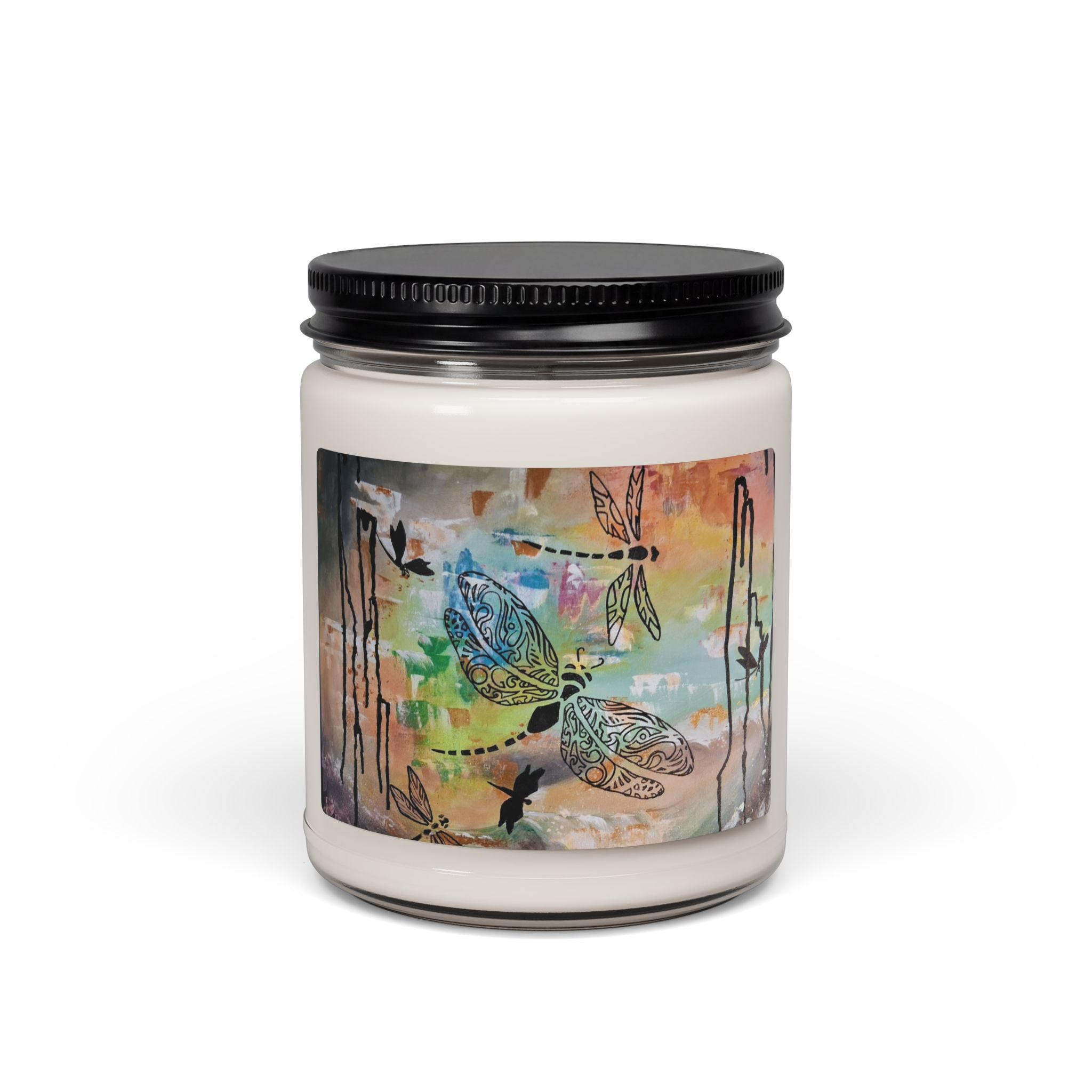 Dragonfly Art Soy Candle — 9oz Scented Jar Candle (Scented Soy Candle)