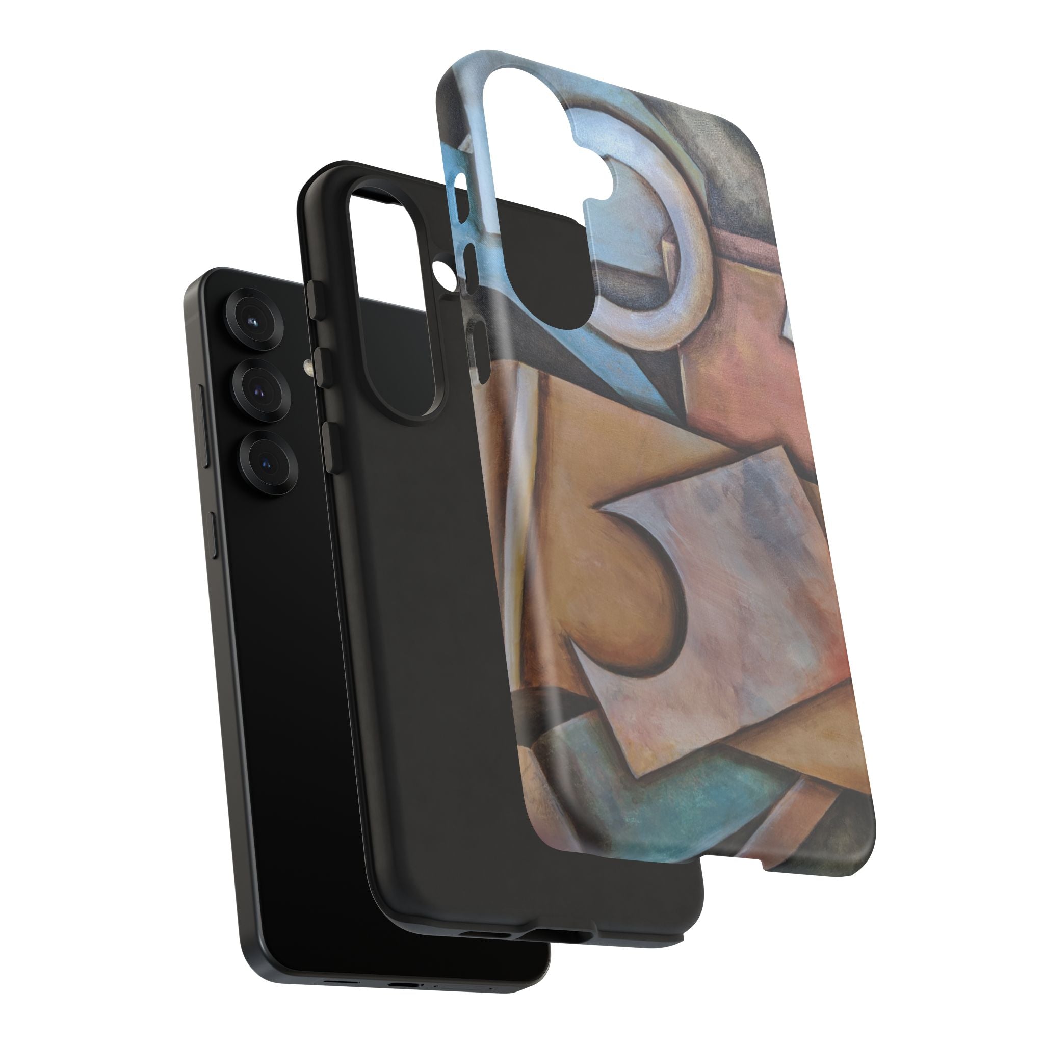 Abstract Geometric Tough Phone Case – Modern Cubist Art Protection