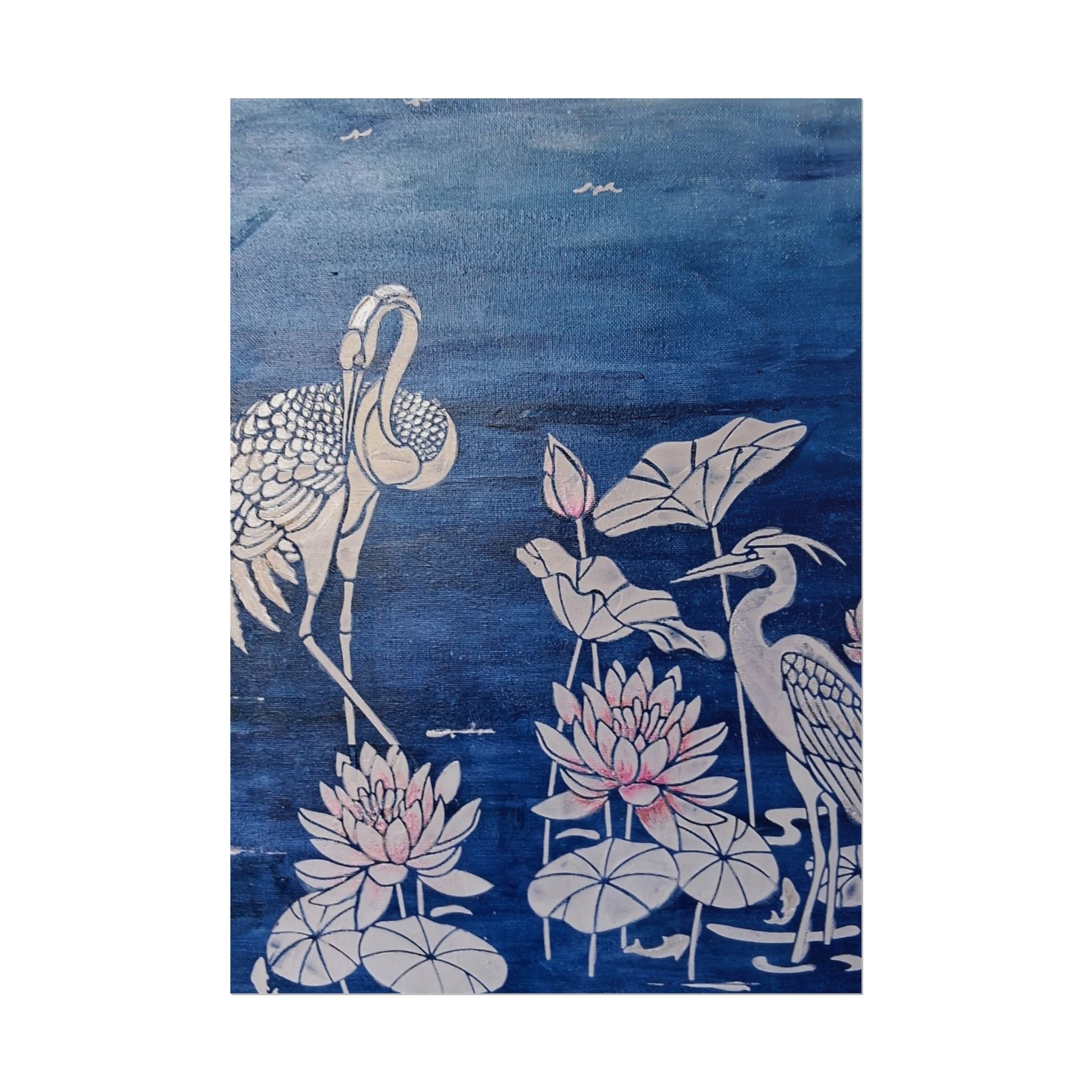 WATER LILLY SONOTA - Lotus & Heron Botanical Poster