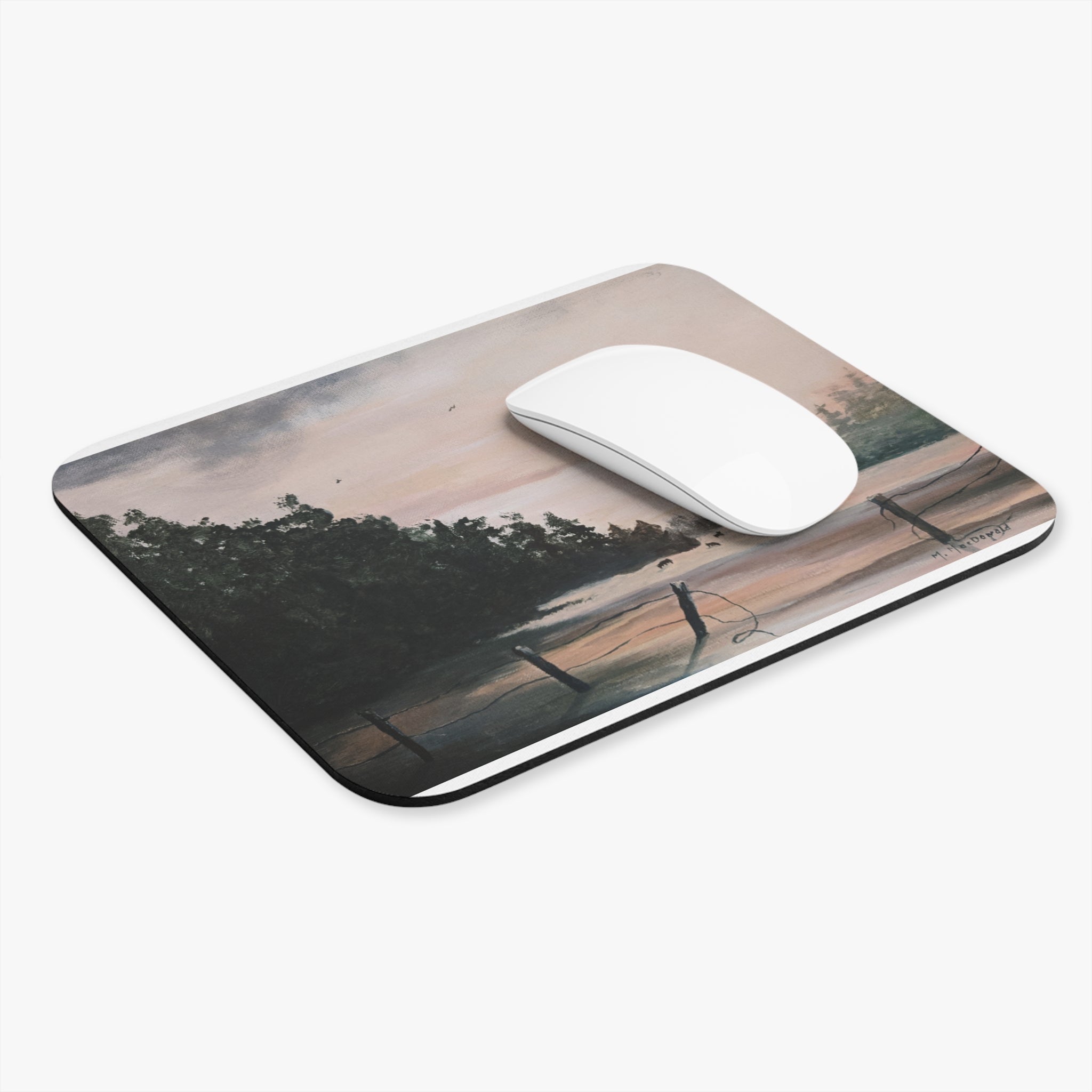 EARLY MORNING IN MONTANA - Scenic Forest Sunrise Mouse Pad — Tranquil Landscape Desk Mat
