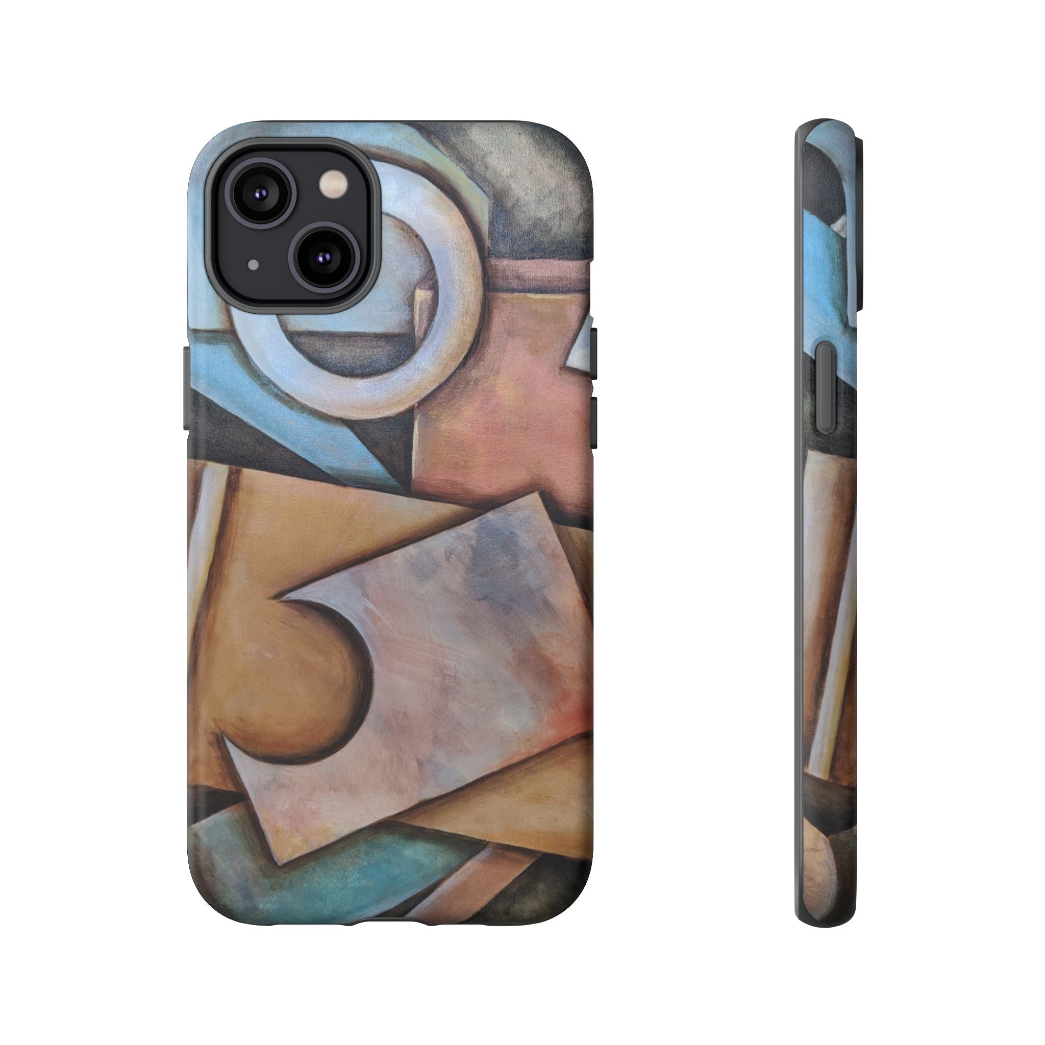Abstract Geometric Tough Phone Case – Modern Cubist Art Protection