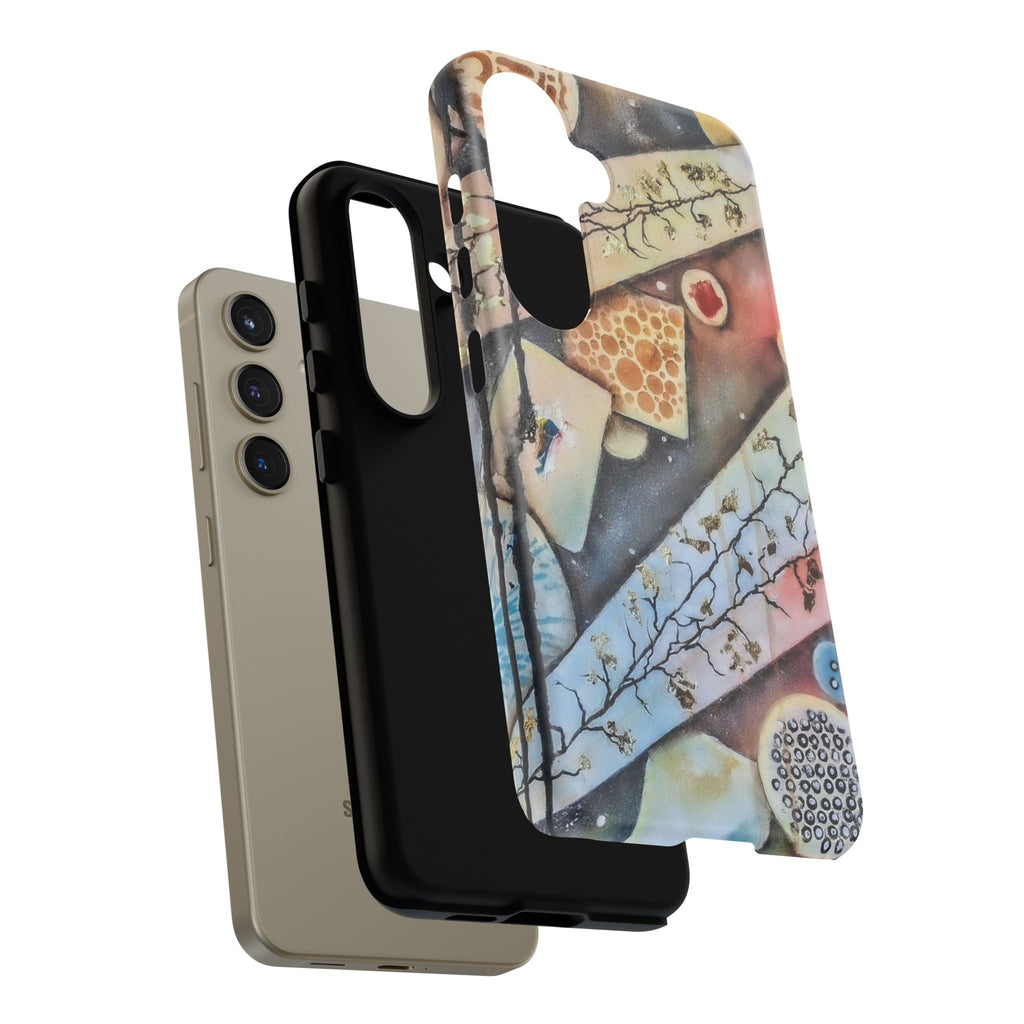 GOLDEN CARTOGRAPHY OF THE UNSEEN - Artistic Botanical Phone Case – Watercolor Nature Pattern Tough Case