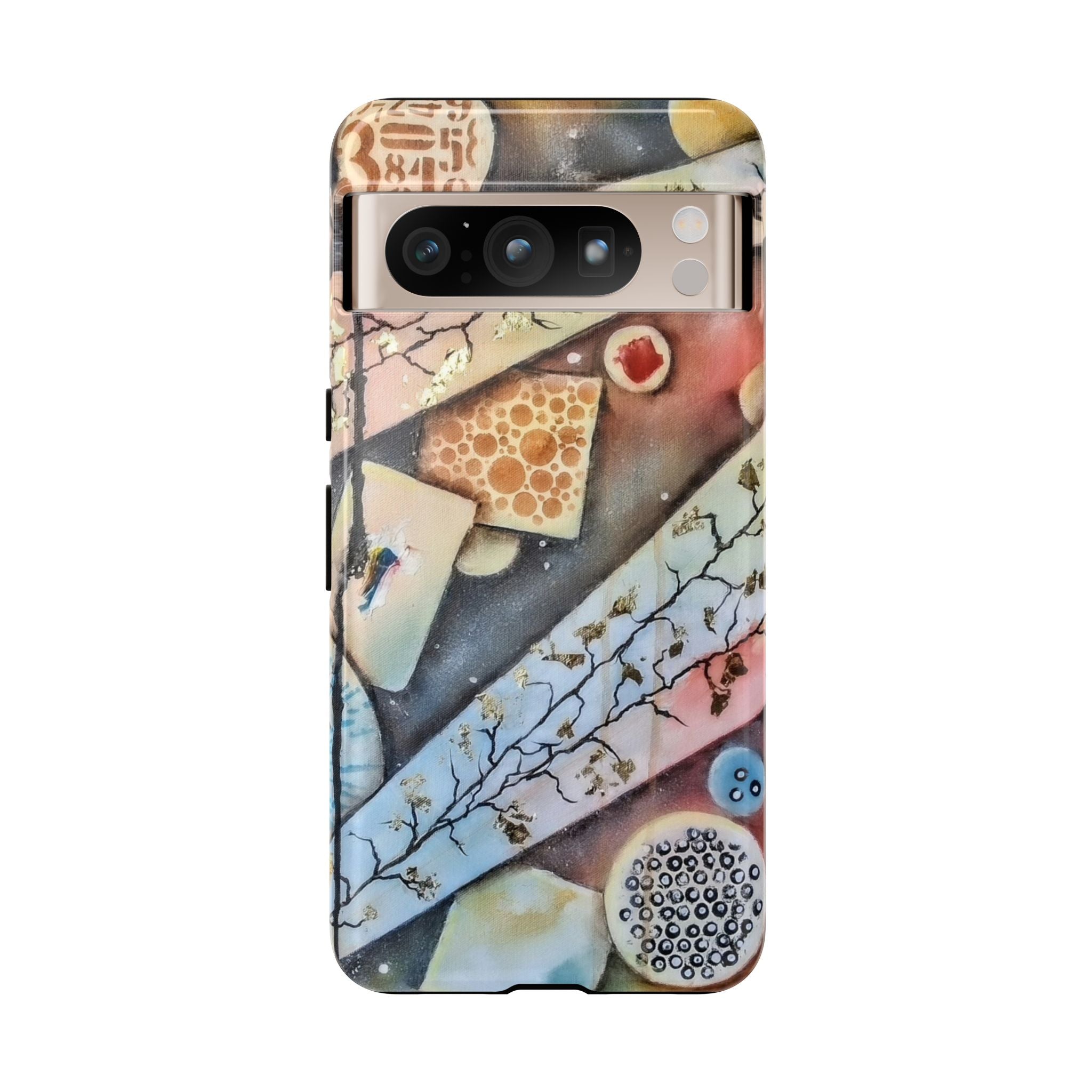 GOLDEN CARTOGRAPHY OF THE UNSEEN - Artistic Botanical Phone Case – Watercolor Nature Pattern Tough Case