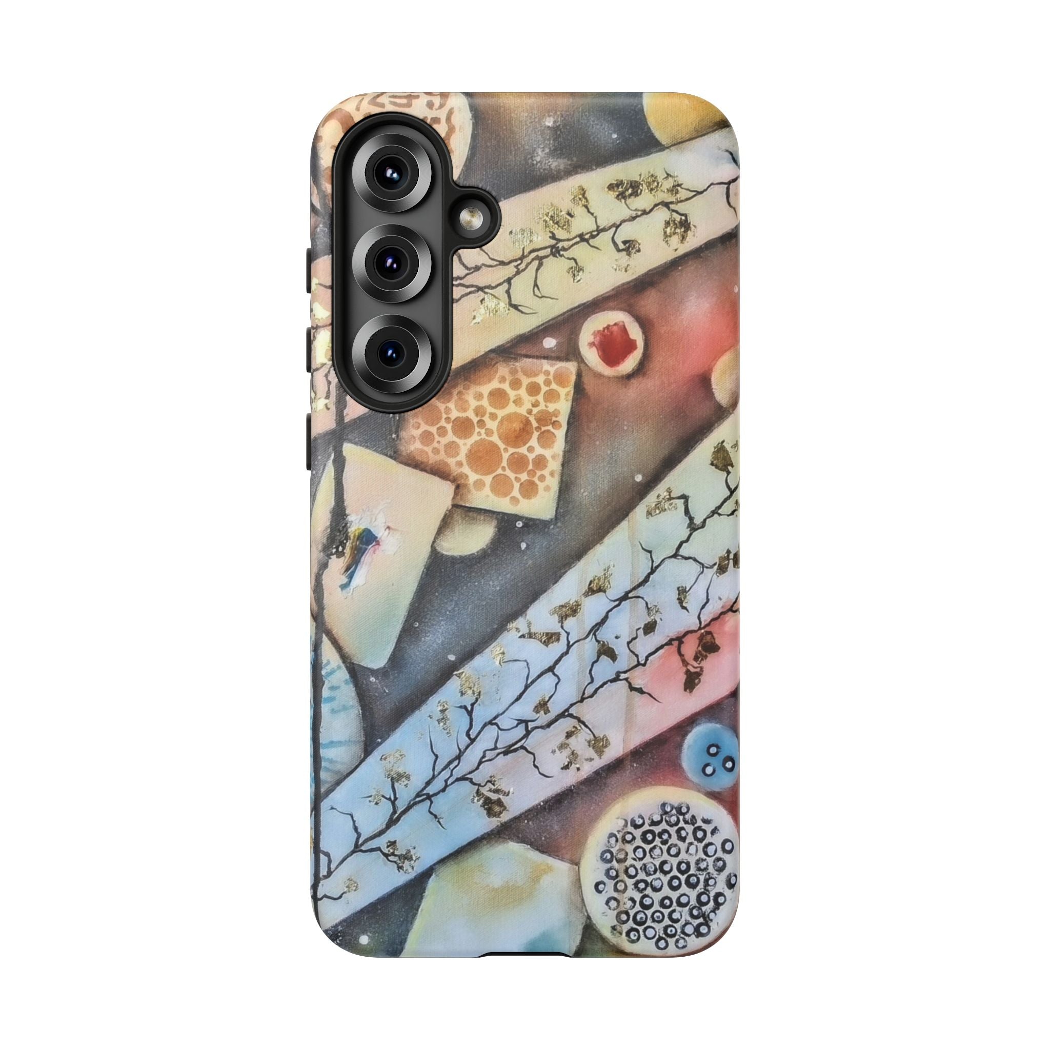 GOLDEN CARTOGRAPHY OF THE UNSEEN - Artistic Botanical Phone Case – Watercolor Nature Pattern Tough Case