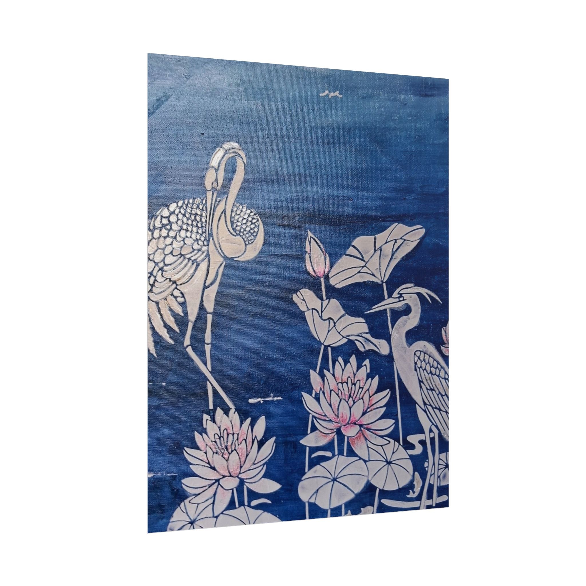 WATER LILLY SONOTA - Lotus & Heron Botanical Poster