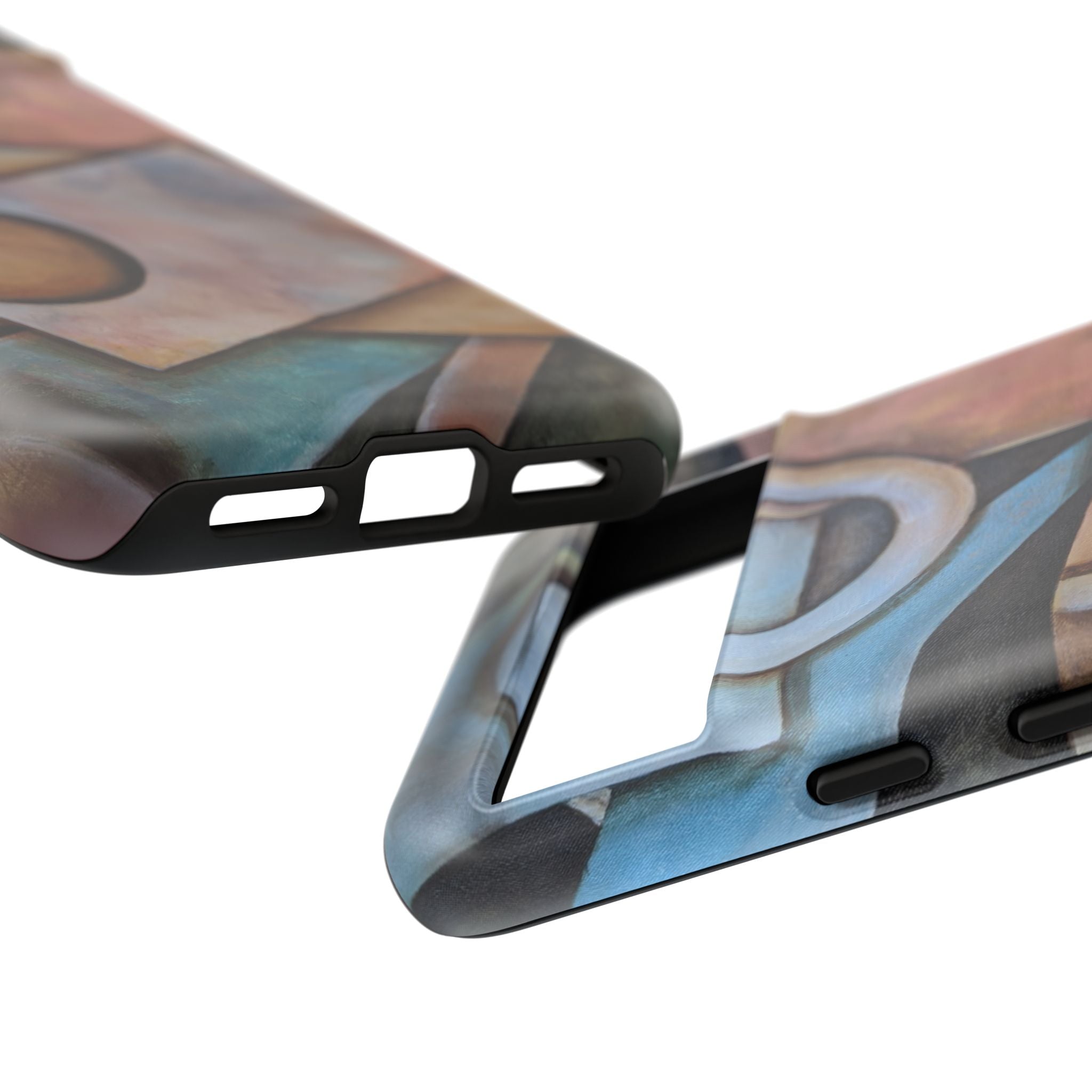 Abstract Geometric Tough Phone Case – Modern Cubist Art Protection