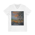 EVENING NEAR THE HUDSON RIVER - Sunset Landscape V-Neck Tee - Hand-Painted Nature Art