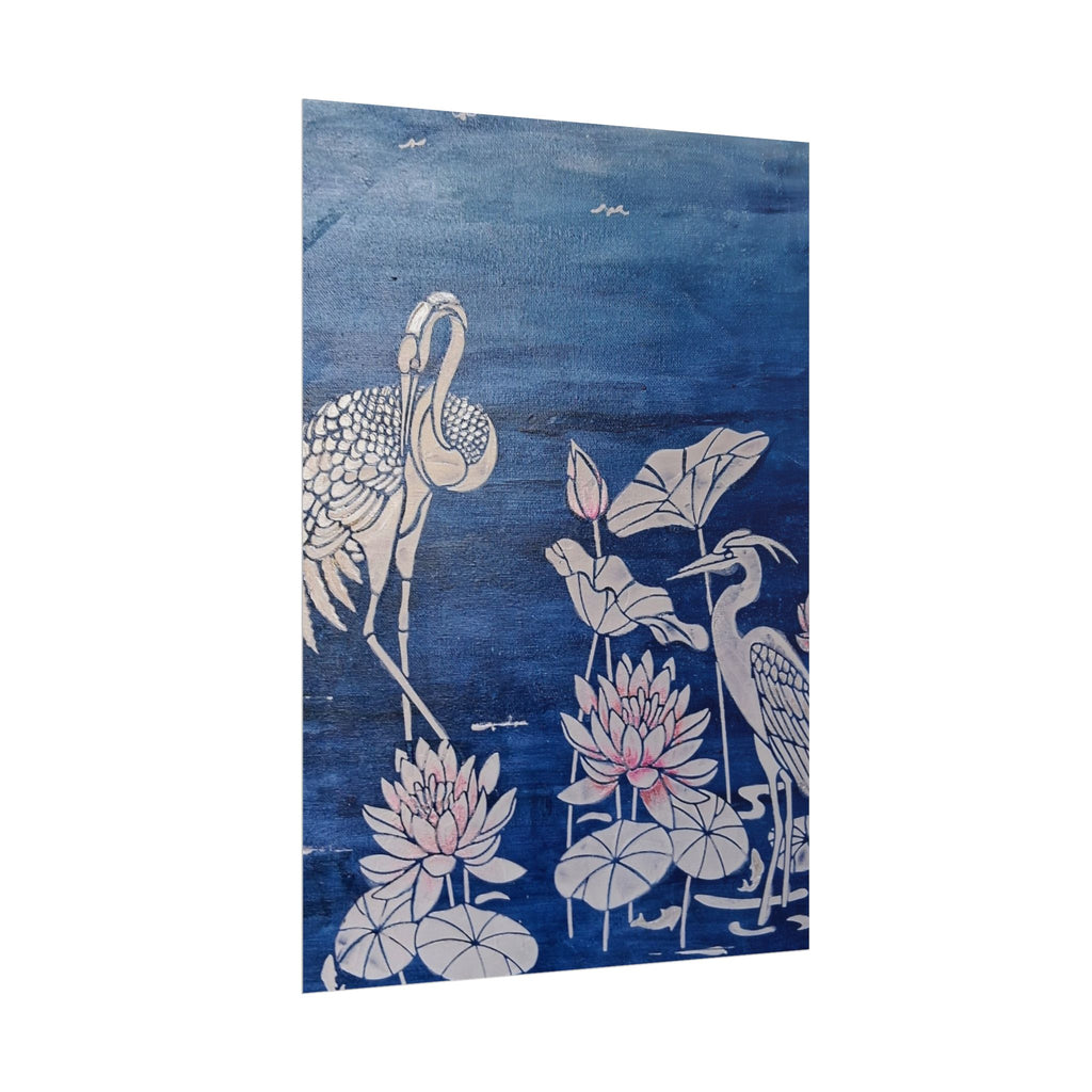 WATER LILLY SONOTA - Lotus & Heron Botanical Poster