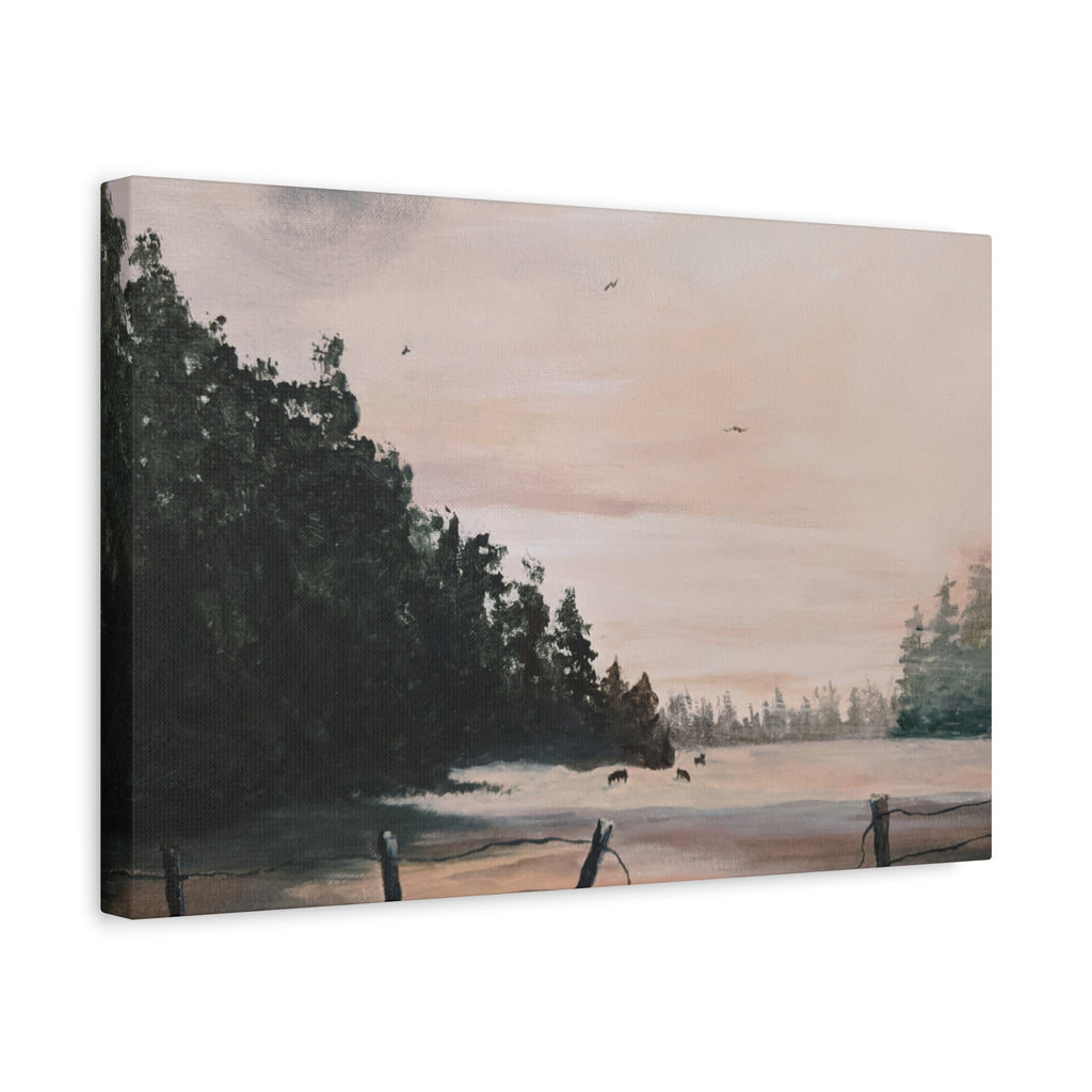 EARLY MORNING IN MONTANA -  Landscape Matte Canvas Print — Serene Forest Wall Art