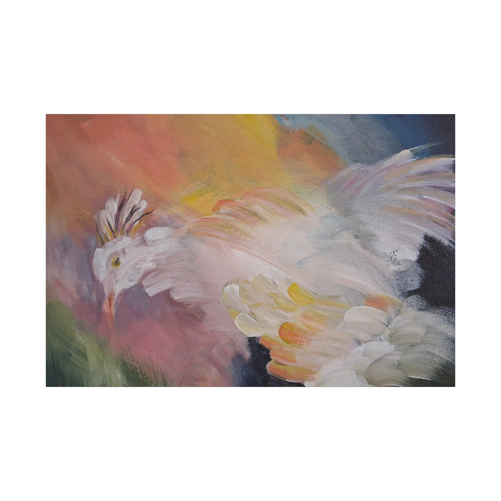 RISE OF THE RADIENT HEN - Art Canvas Print — Soft Pastel Bird Wall Art, Matte Stretched 1.25"