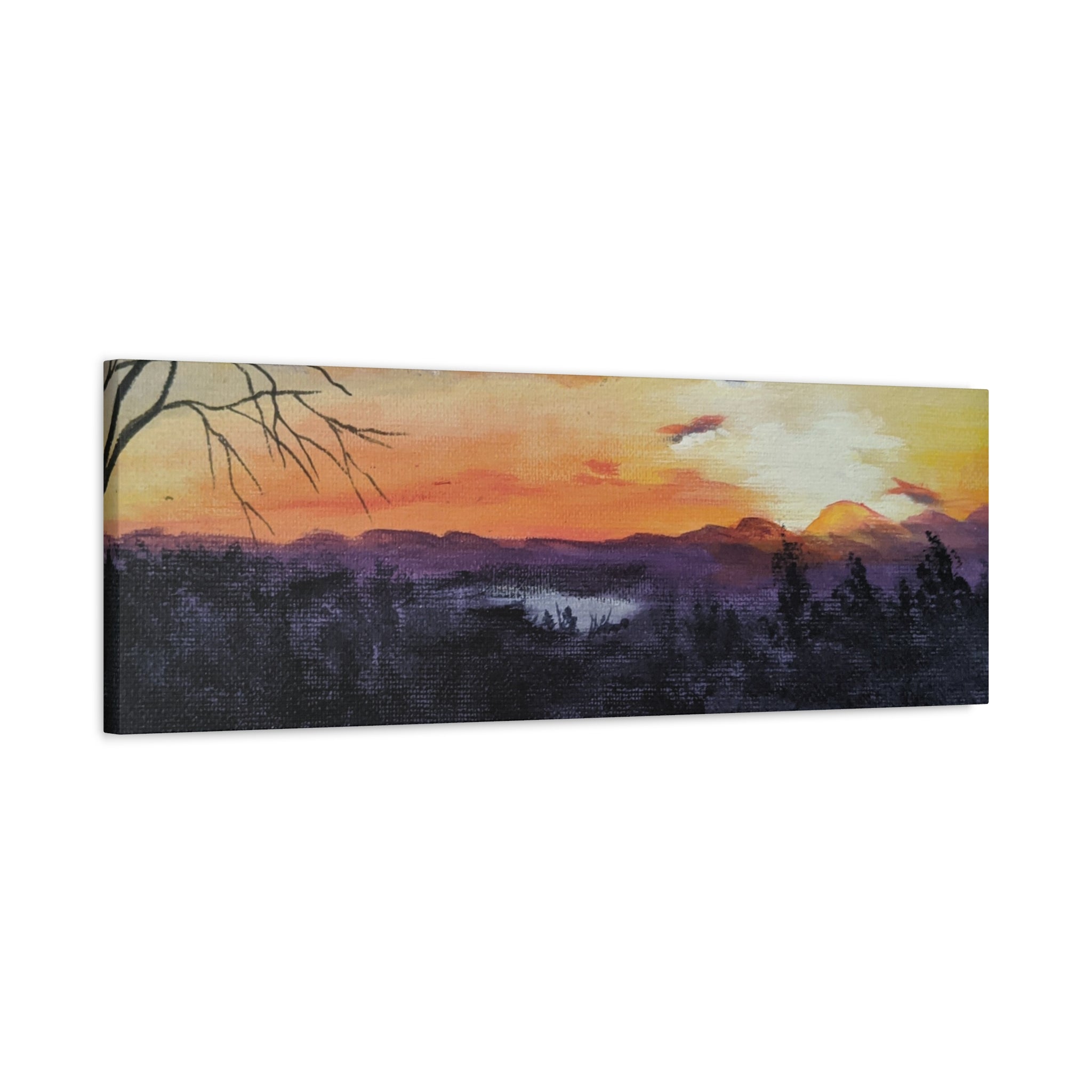 EVENING IN THE SHANDOAH VALLY - Sunset Winter Landscape Canvas Print — Matte Stretched Wall Art