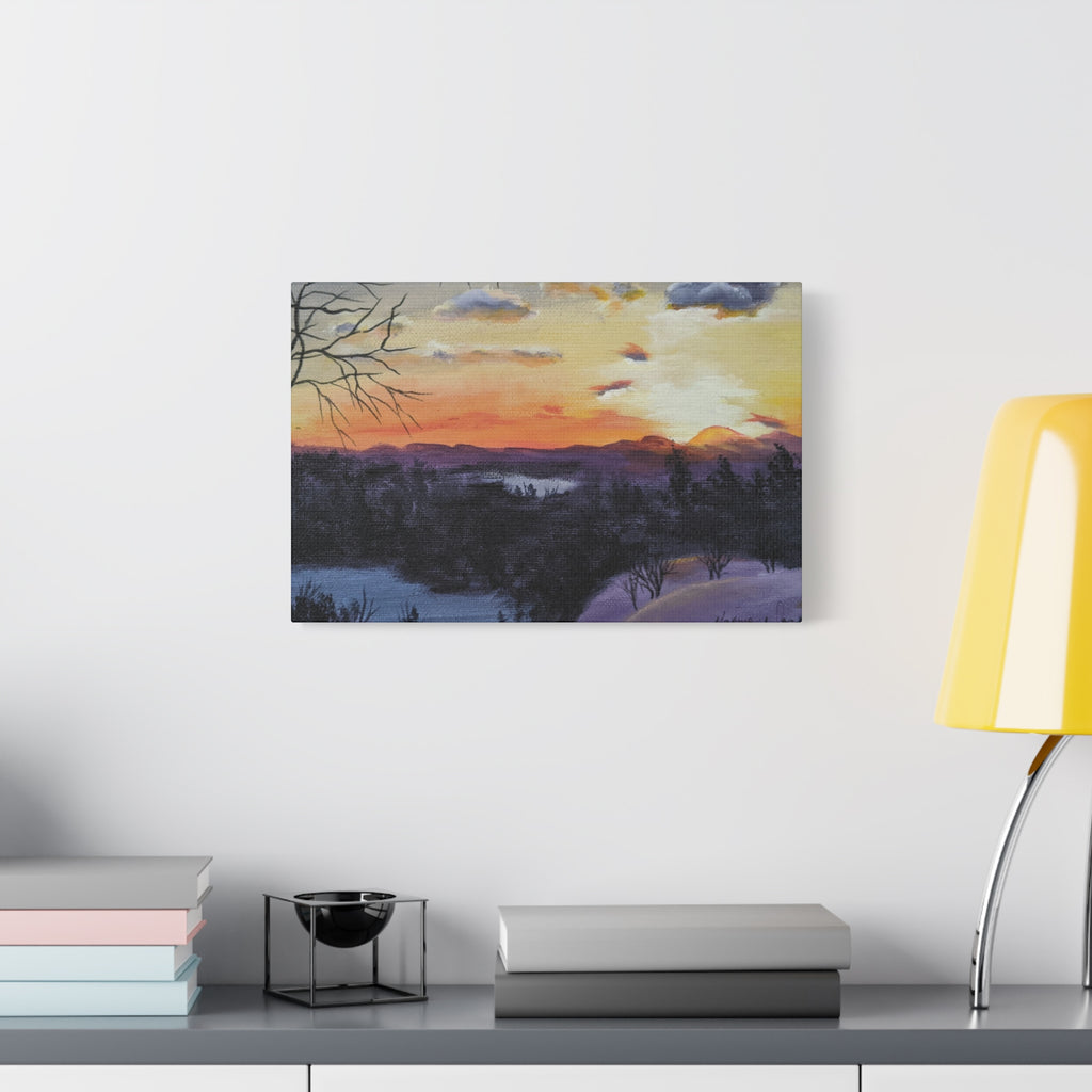 EVENING IN THE SHANDOAH VALLY - Sunset Winter Landscape Canvas Print — Matte Stretched Wall Art
