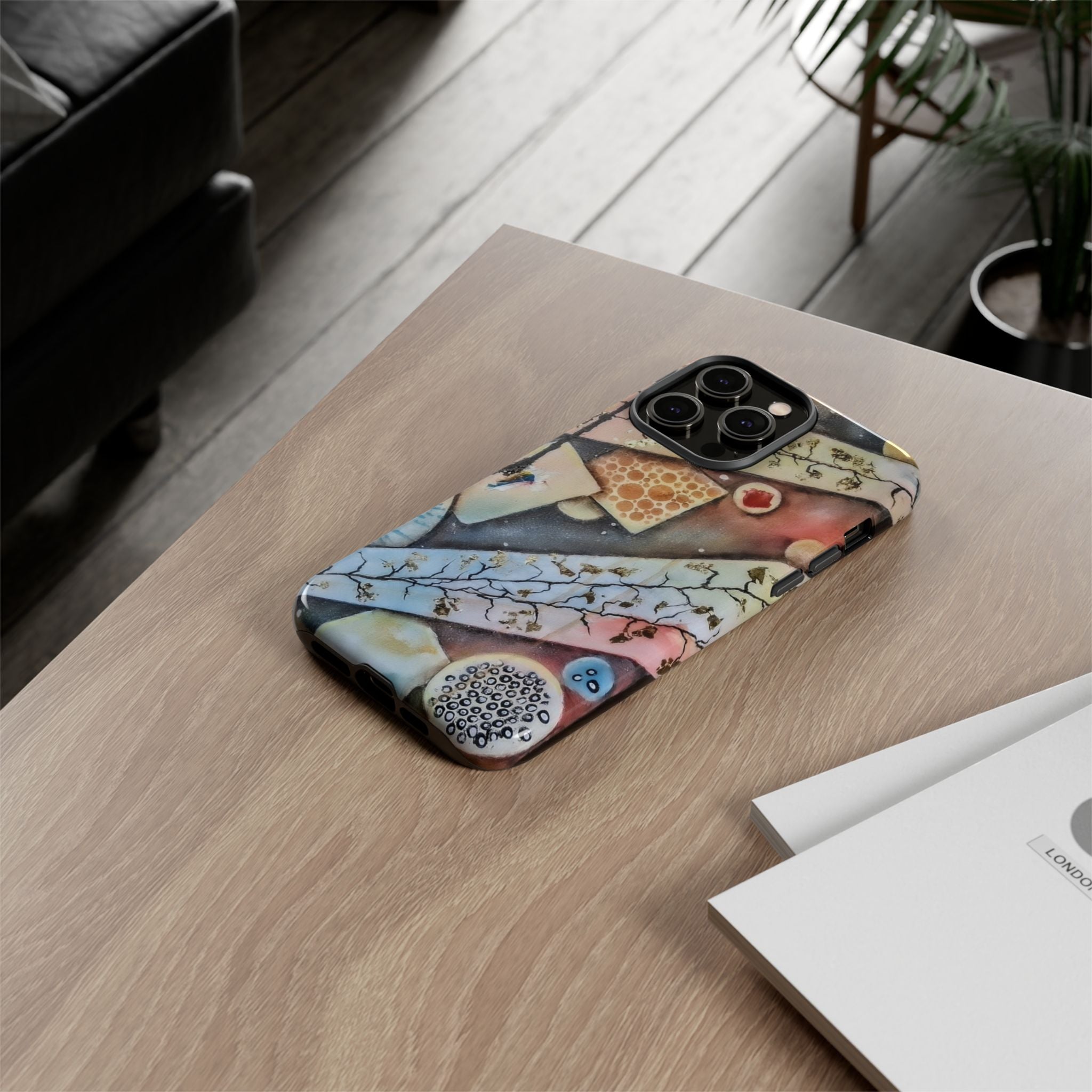 GOLDEN CARTOGRAPHY OF THE UNSEEN - Artistic Botanical Phone Case – Watercolor Nature Pattern Tough Case