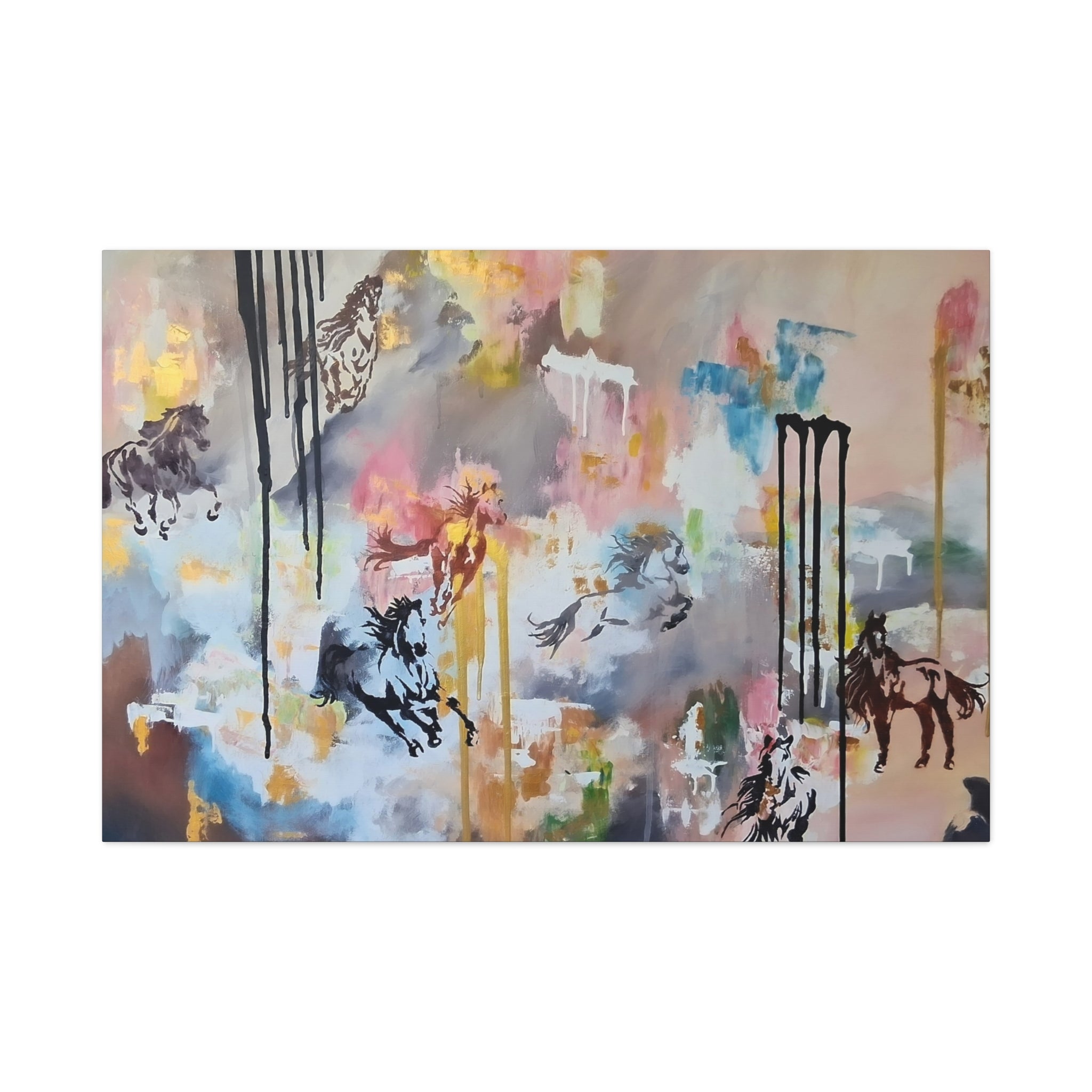 GUARDIANS OF THE QUIET PLAINS - Abstract Gallop Canvas Print — Matte Stretched Wall Art