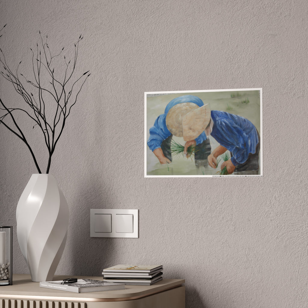 THE RICE PLANTERS - Gloss Poster – Rice Field Farmers Art Print (Vietnamese Farming Scene)