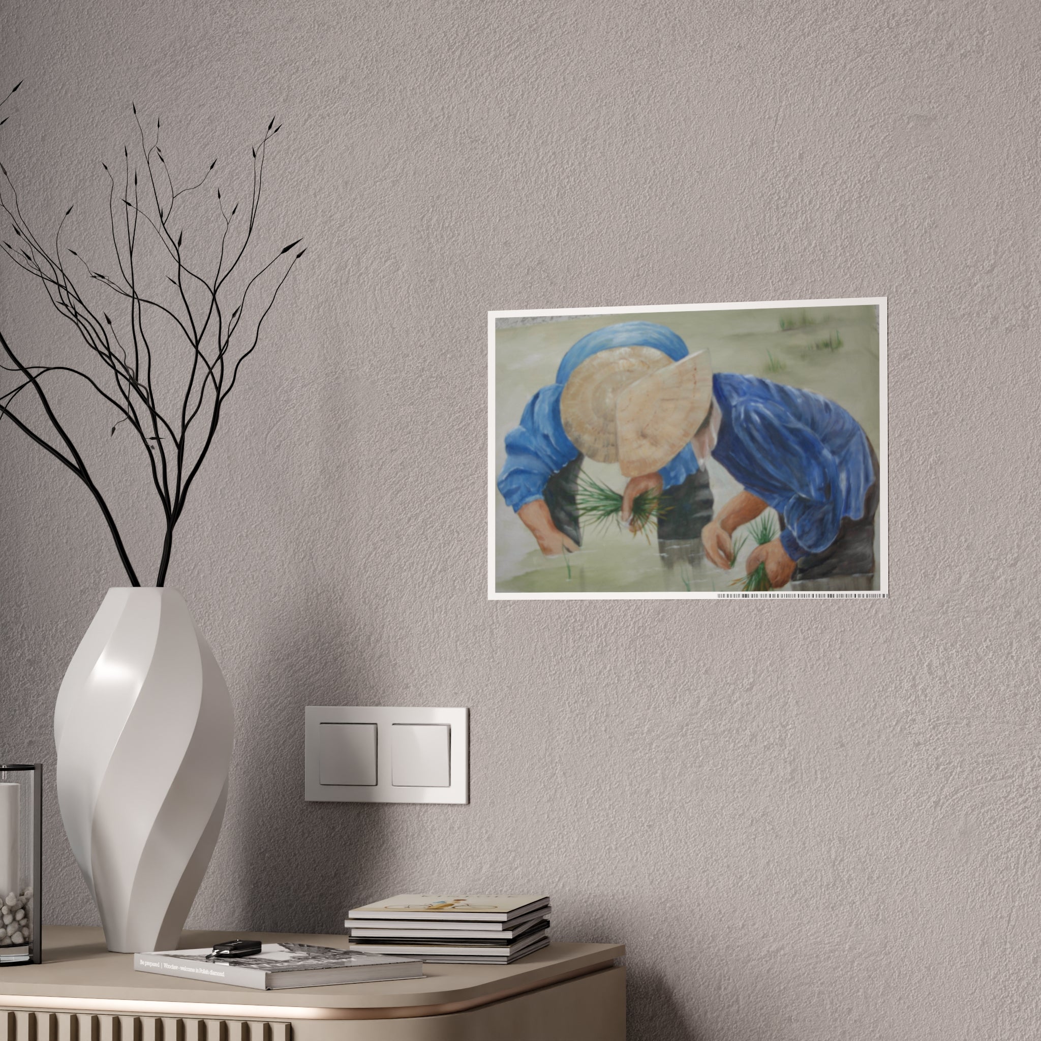 THE RICE PLANTERS - Gloss Poster – Rice Field Farmers Art Print (Vietnamese Farming Scene)