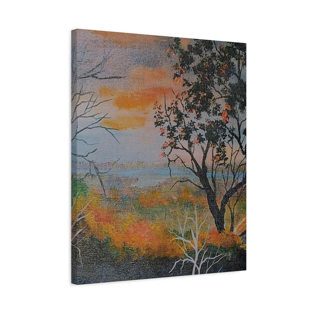EVENING NEAR THE HUDSON RIVER - Sunset Landscape Canvas Print — Seaside Tree Matte Stretched Wall Art