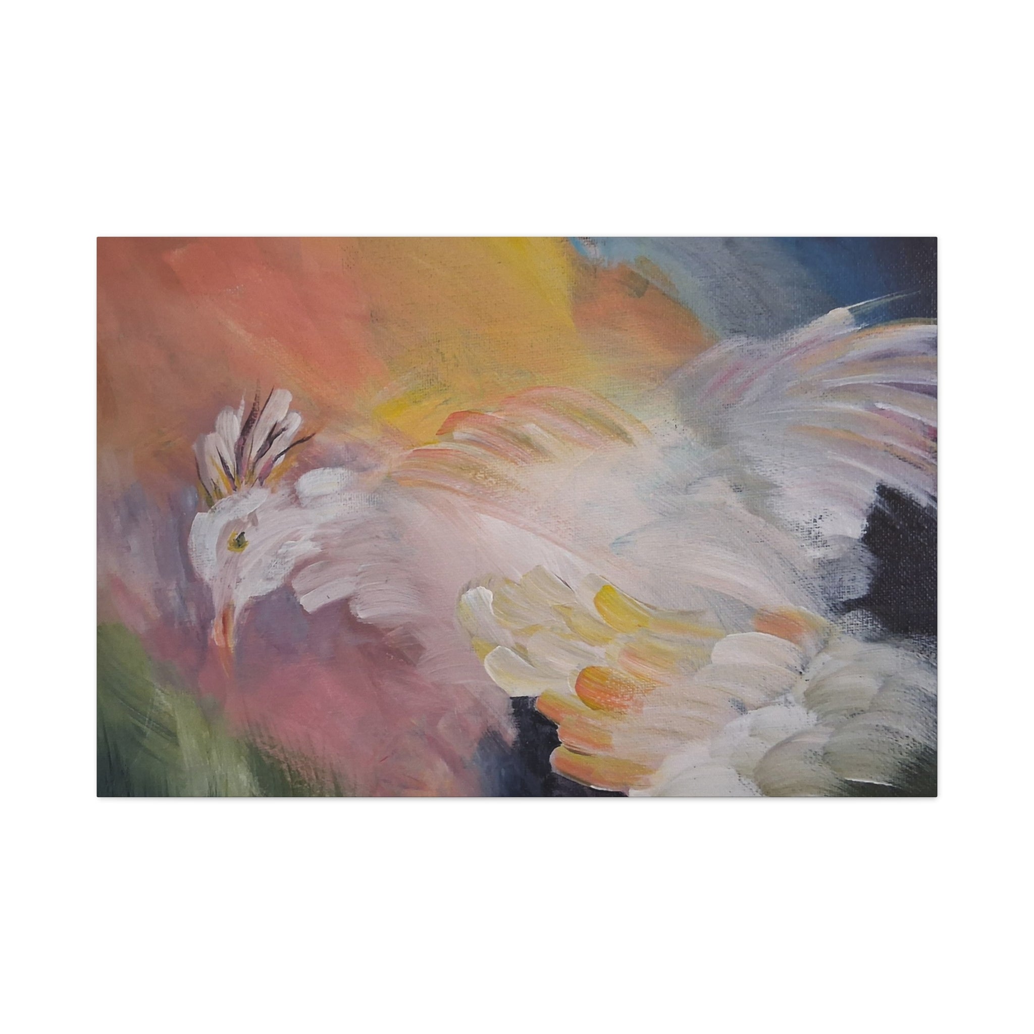 RISE OF THE RADIENT HEN - Art Canvas Print — Soft Pastel Bird Wall Art, Matte Stretched 1.25"