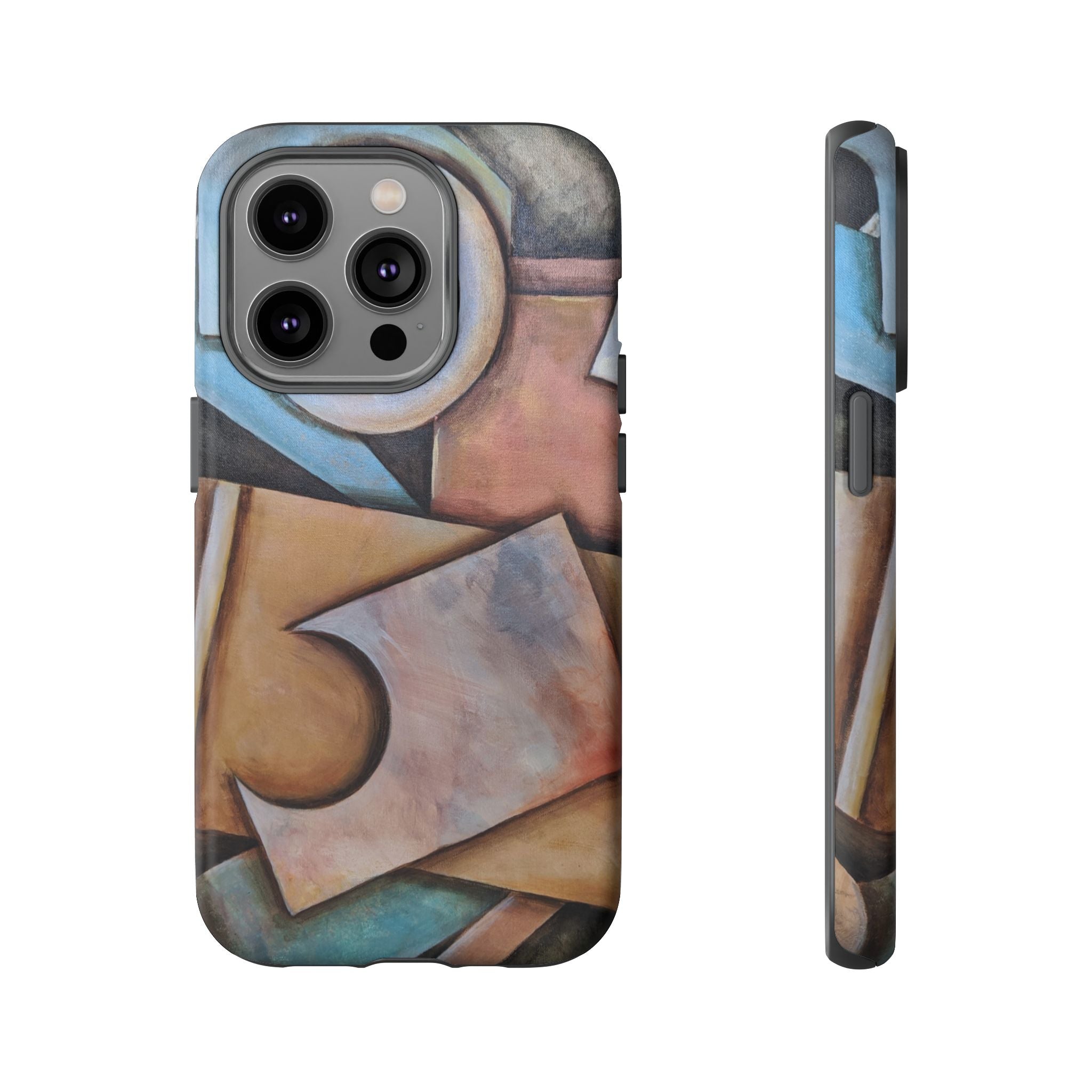 Abstract Geometric Tough Phone Case – Modern Cubist Art Protection