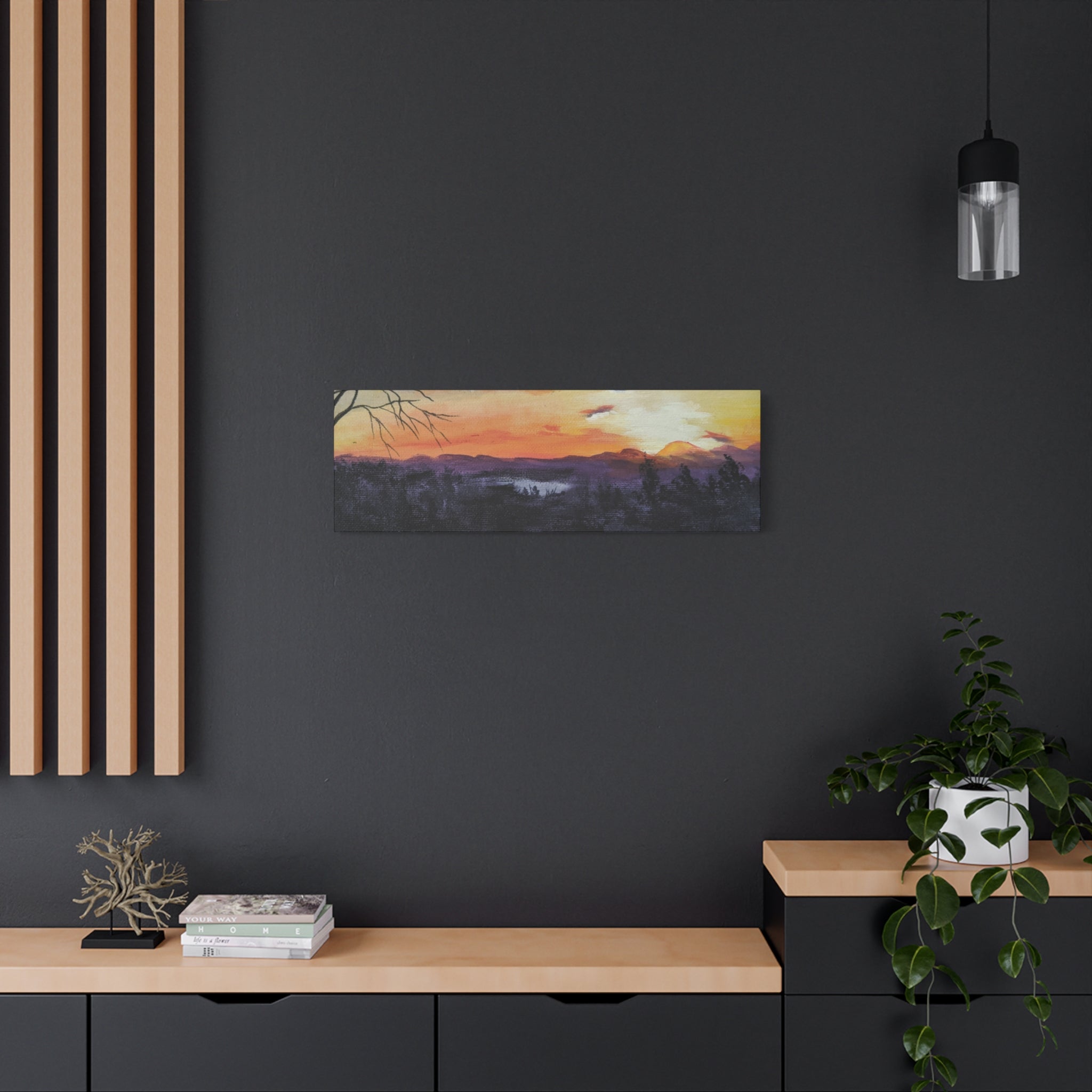 EVENING IN THE SHANDOAH VALLY - Sunset Winter Landscape Canvas Print — Matte Stretched Wall Art