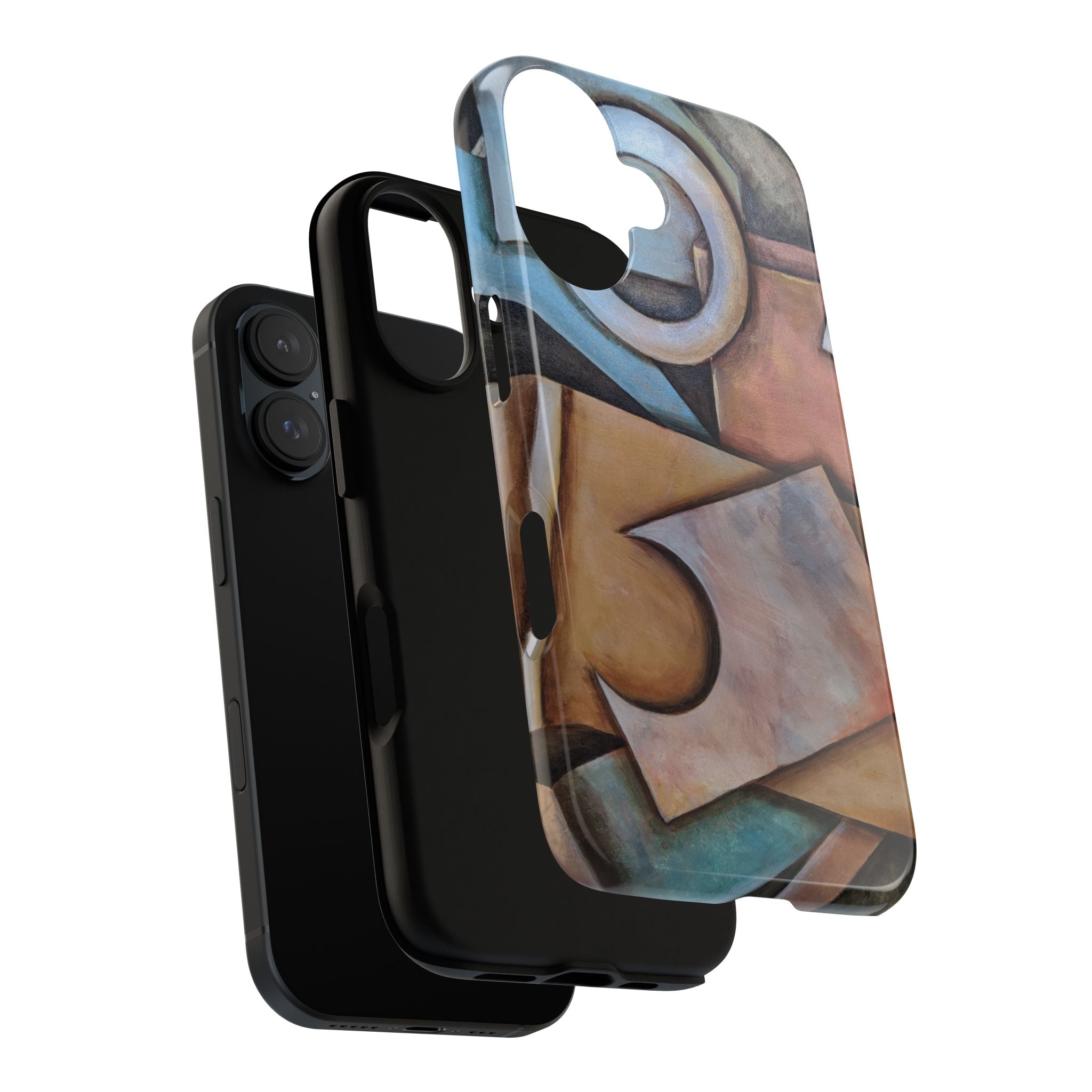 Abstract Geometric Tough Phone Case – Modern Cubist Art Protection