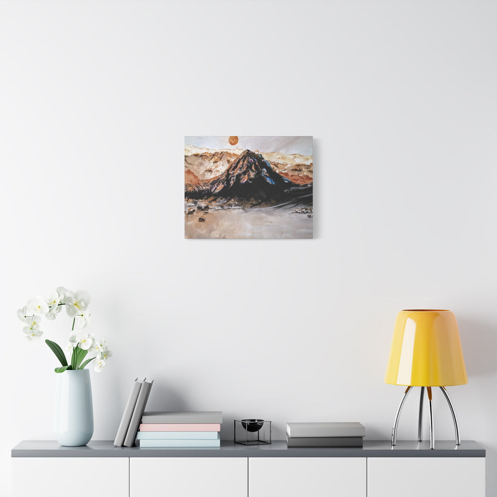 MOON OVER THE MOUNTAINS - Abstract Mountain Landscape Canvas Print — Matte Stretched Wall Art
